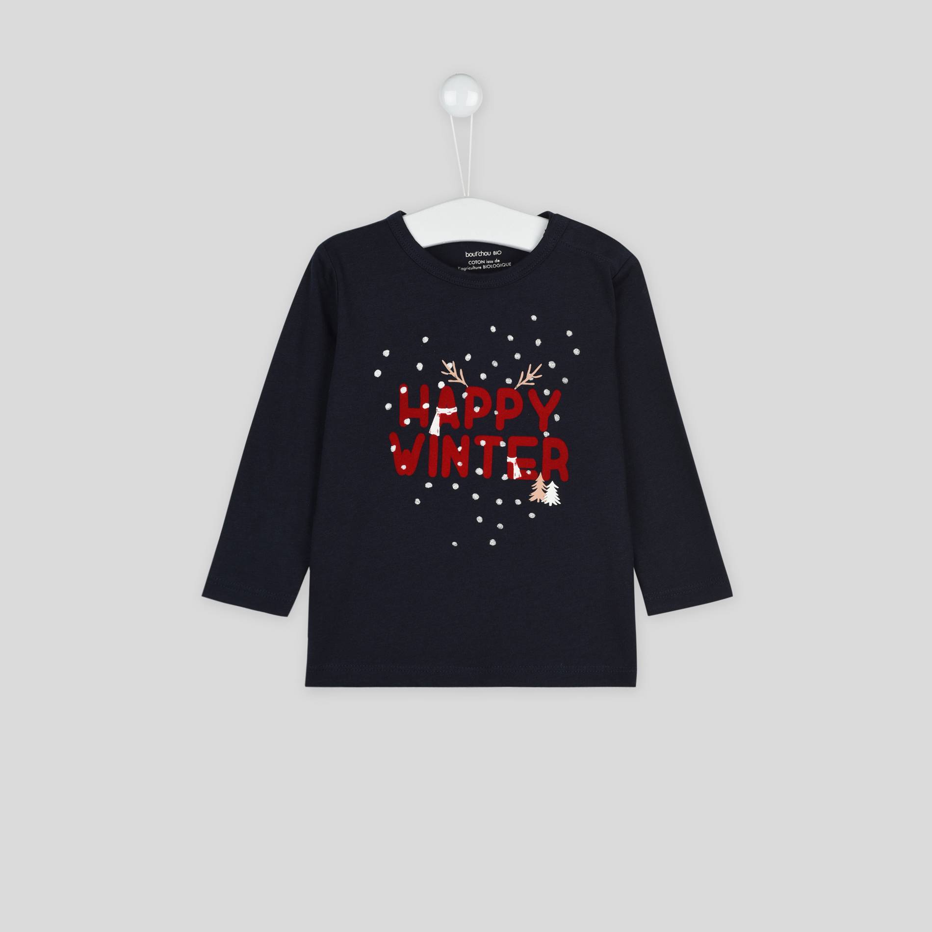 T-shirt manches longues imprimé en coton BIO, Bleu marine, large image number 0