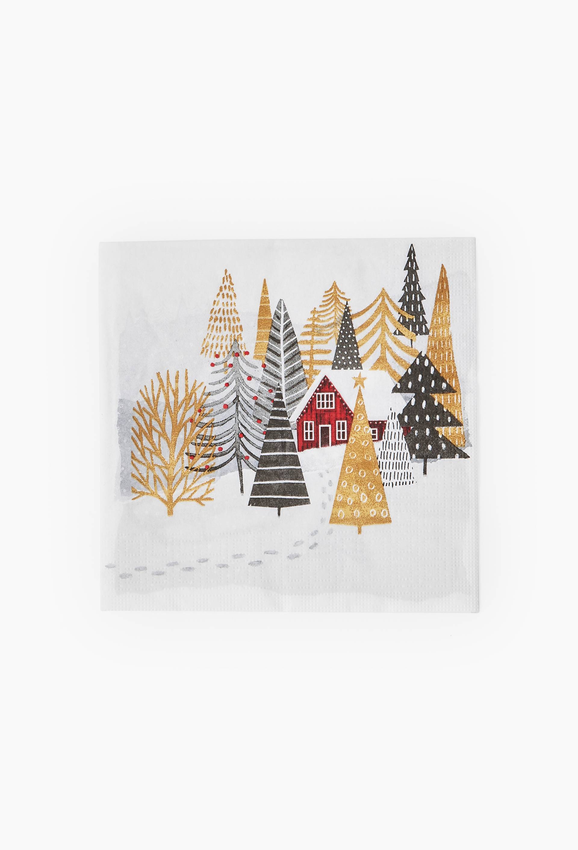 20 Serviettes 33x33cm imprim&eacute;  Chalet dans la montagne, Multicolore, large image number 0.0