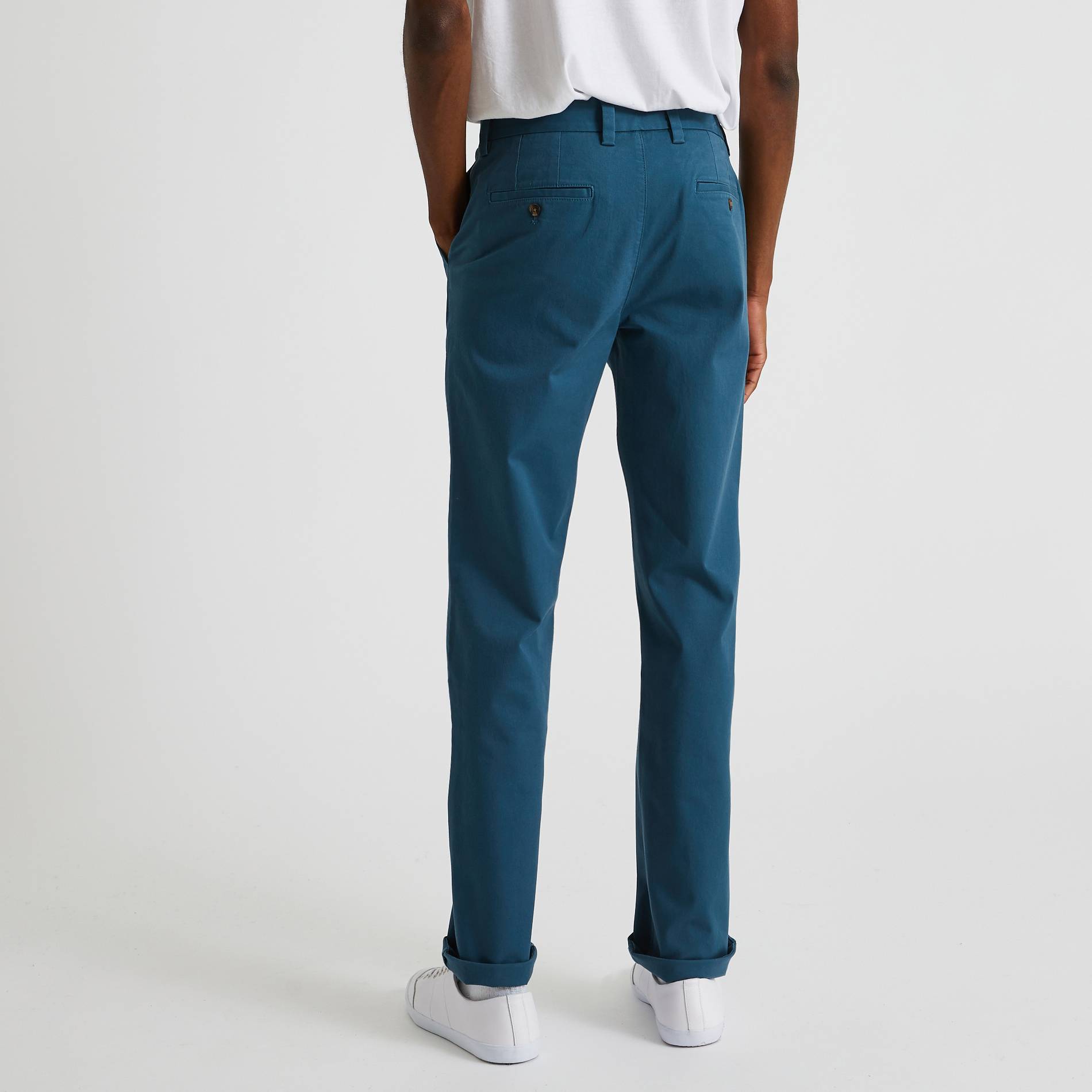 Pantalon chino straight en coton BIO, Bleu canard, large image number 1