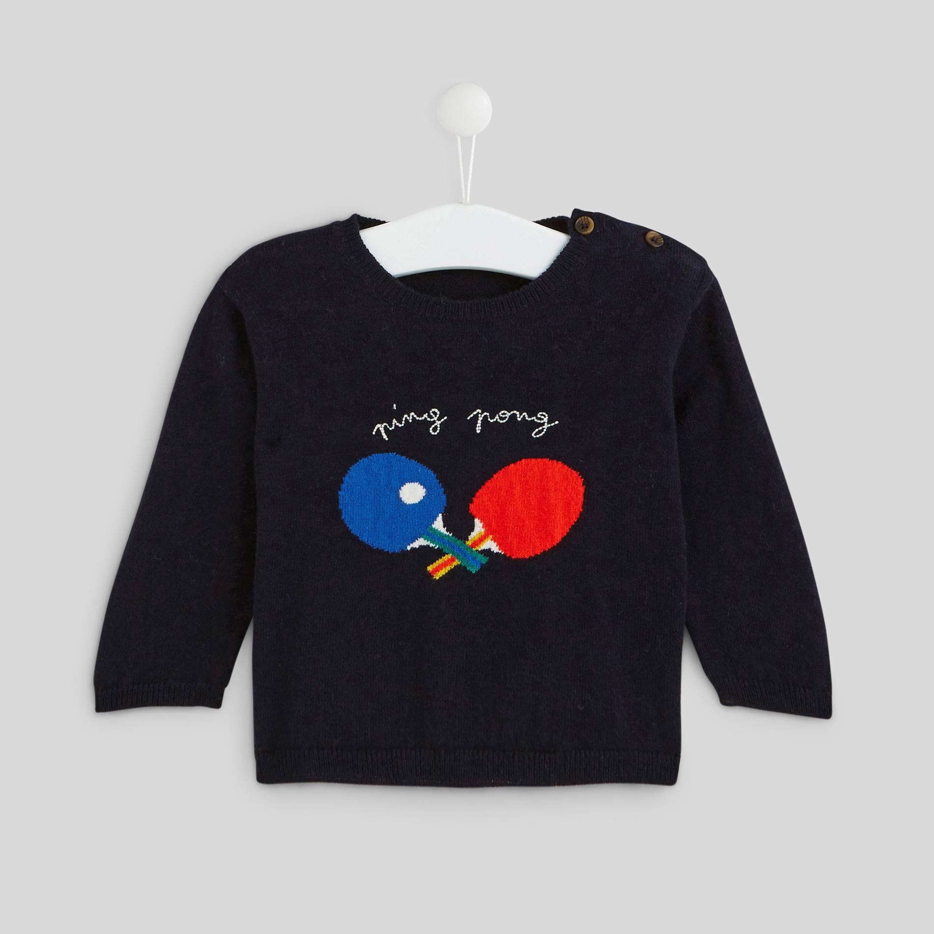 Pull intarsia, Bleu marine, large image number 0.0
