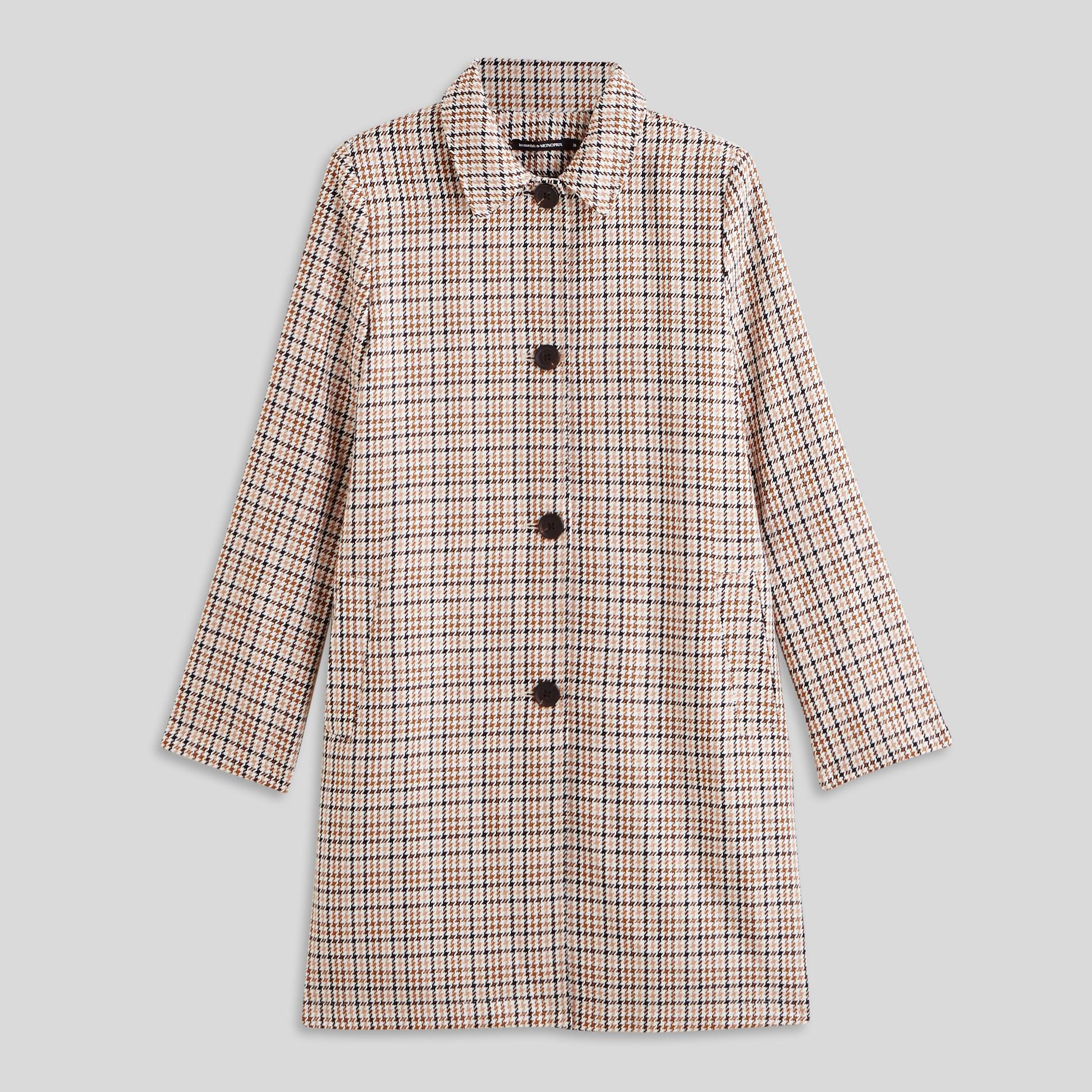Manteau &agrave; motif pied-de-poule, Brun clair, large image number 2