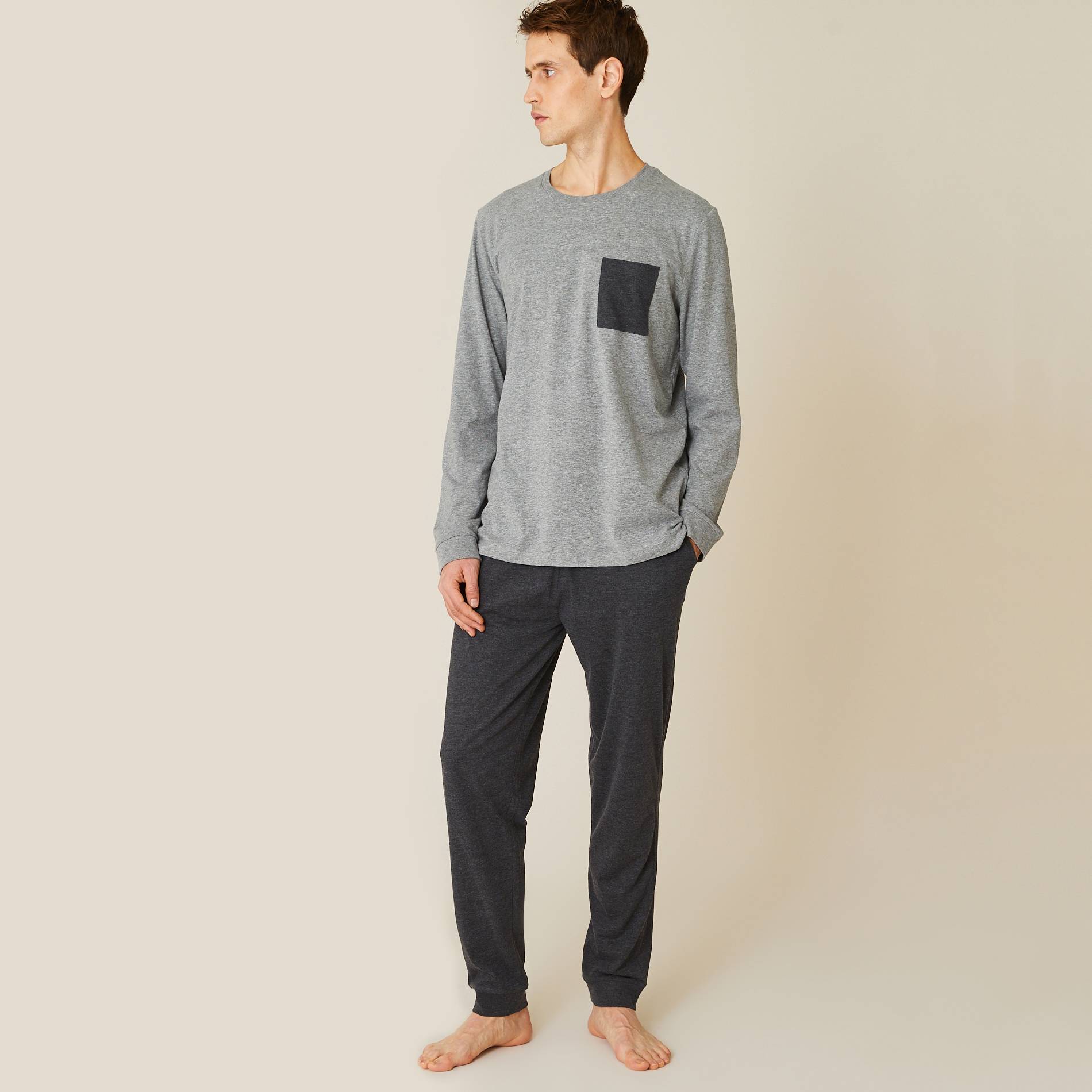Pyjama T-shirt manches longues et pantalon en jersey de coton BIO GOTS, Argent, large image number 3
