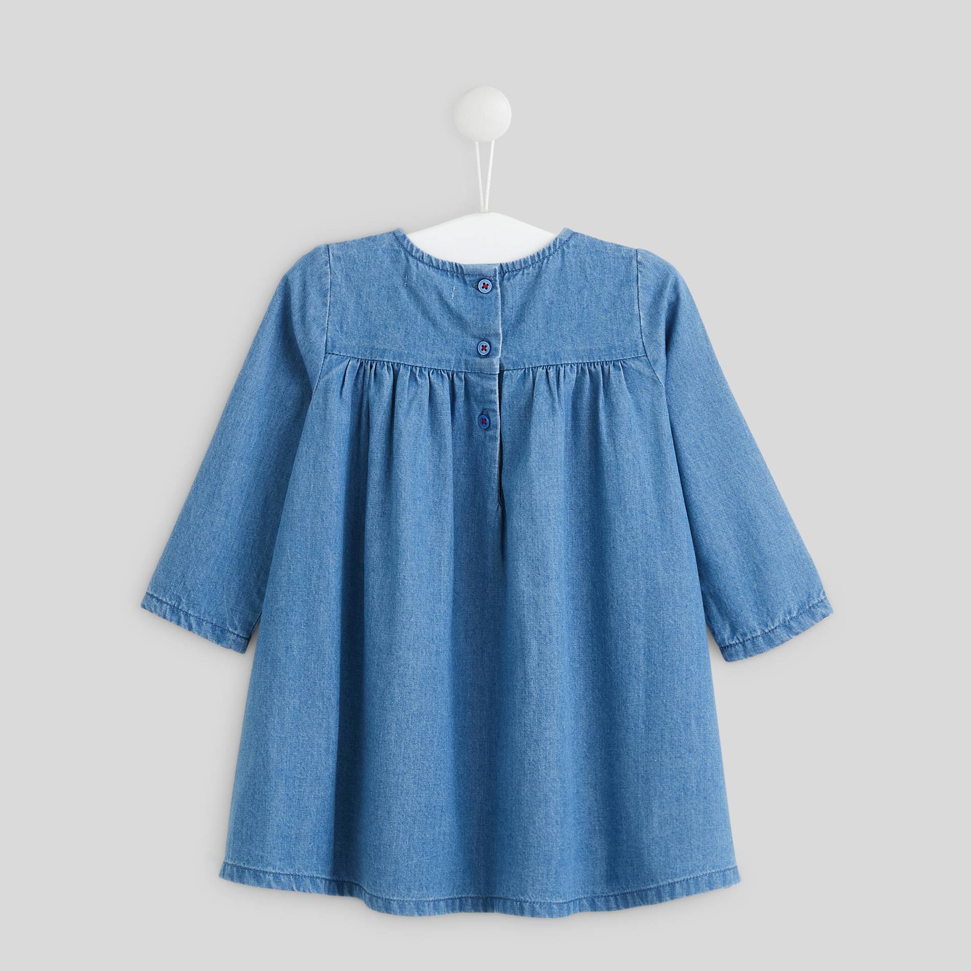Robe chambray brodée, Bleu gris, large image number 1