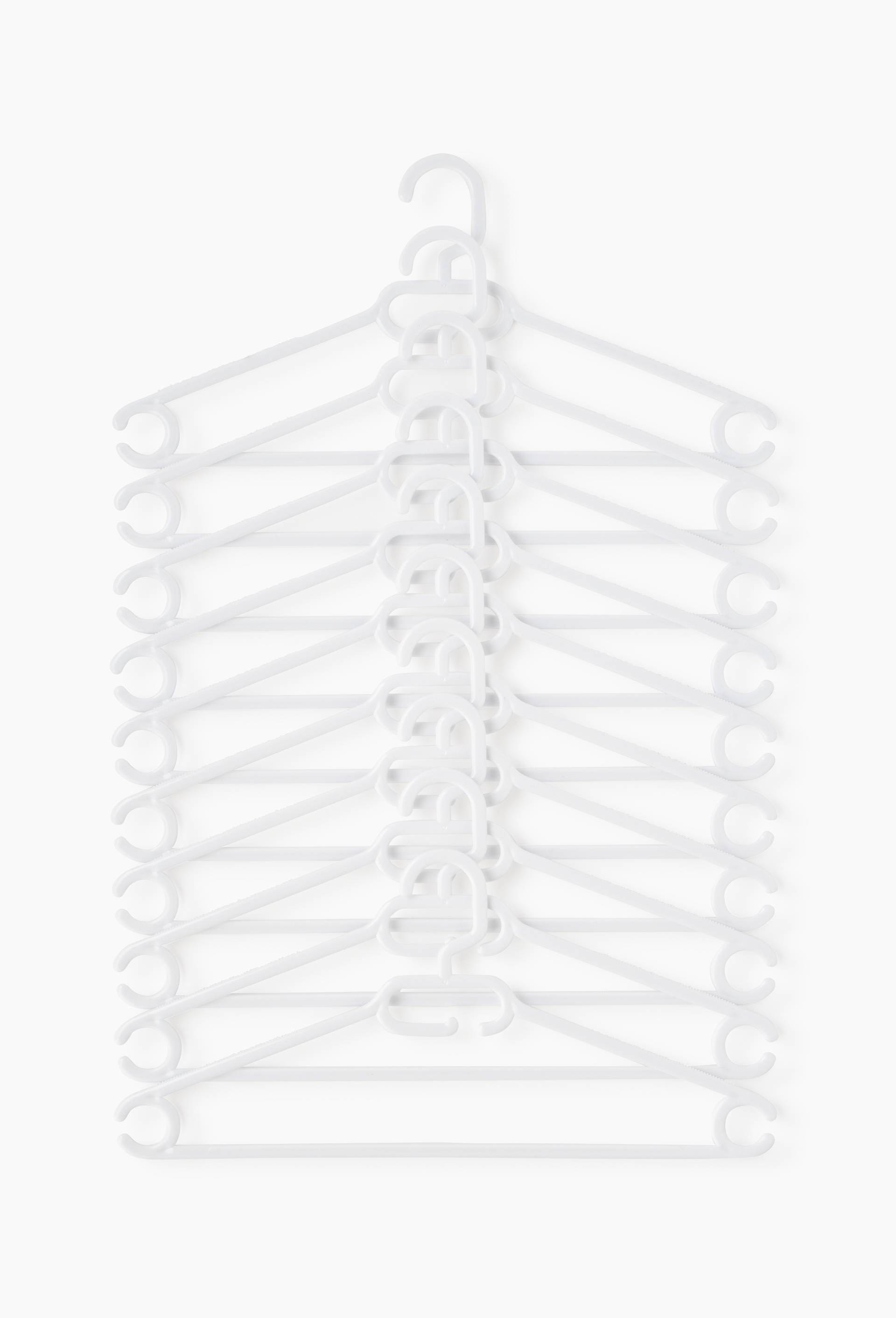 Lot de 10 cintres, en plastique, Fabriqu&eacute; en France, Blanc, large image number 0