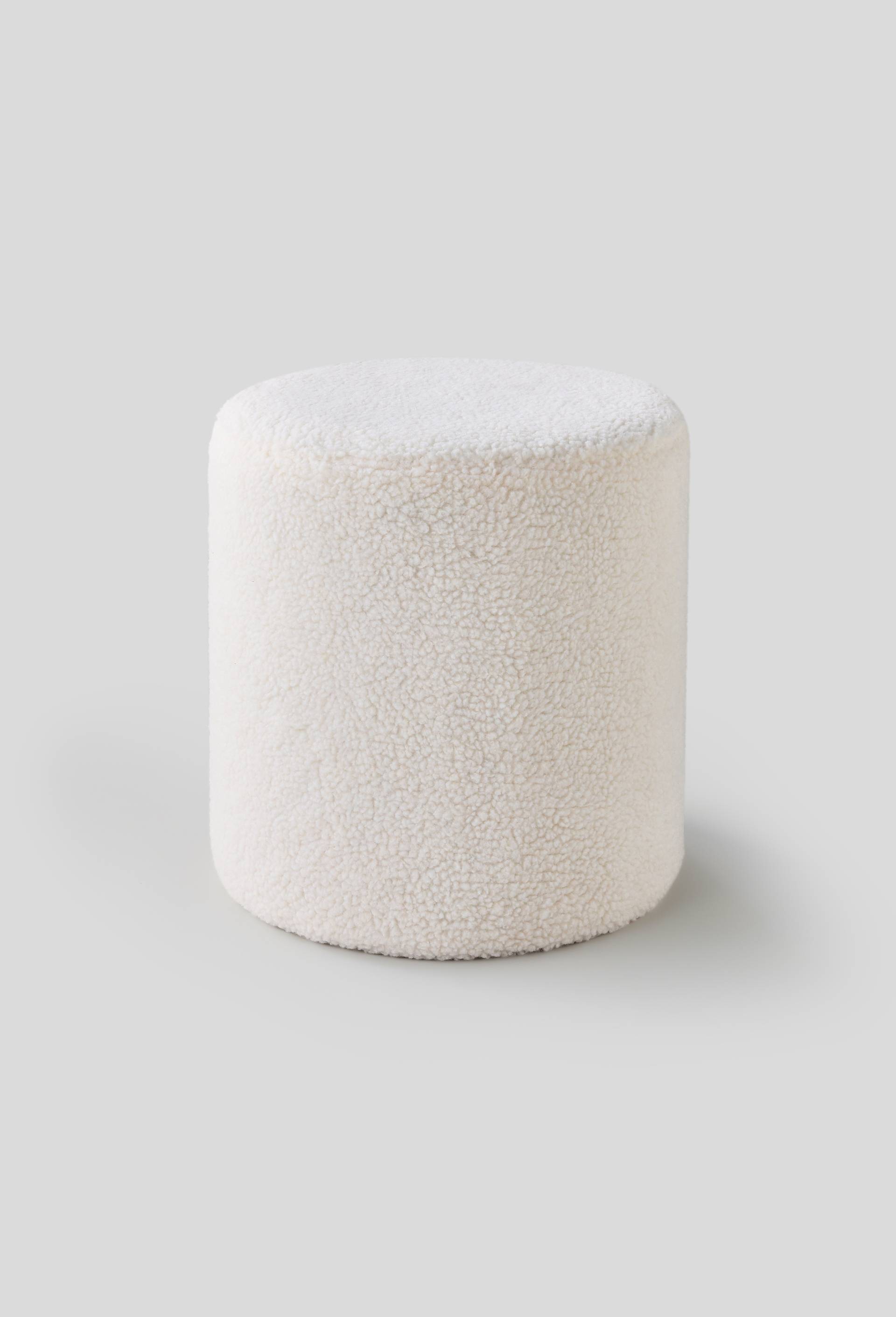 Pouf haut rigide, effet mouton, Ecru, large image number 0.0