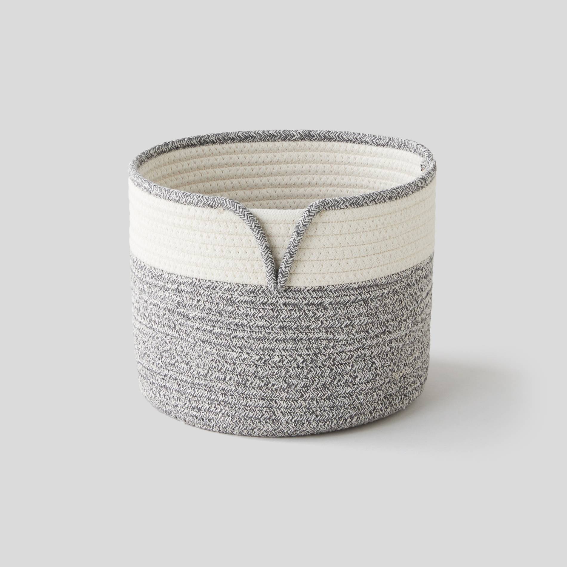 Panier rond en coton, Blanc, large image number 0