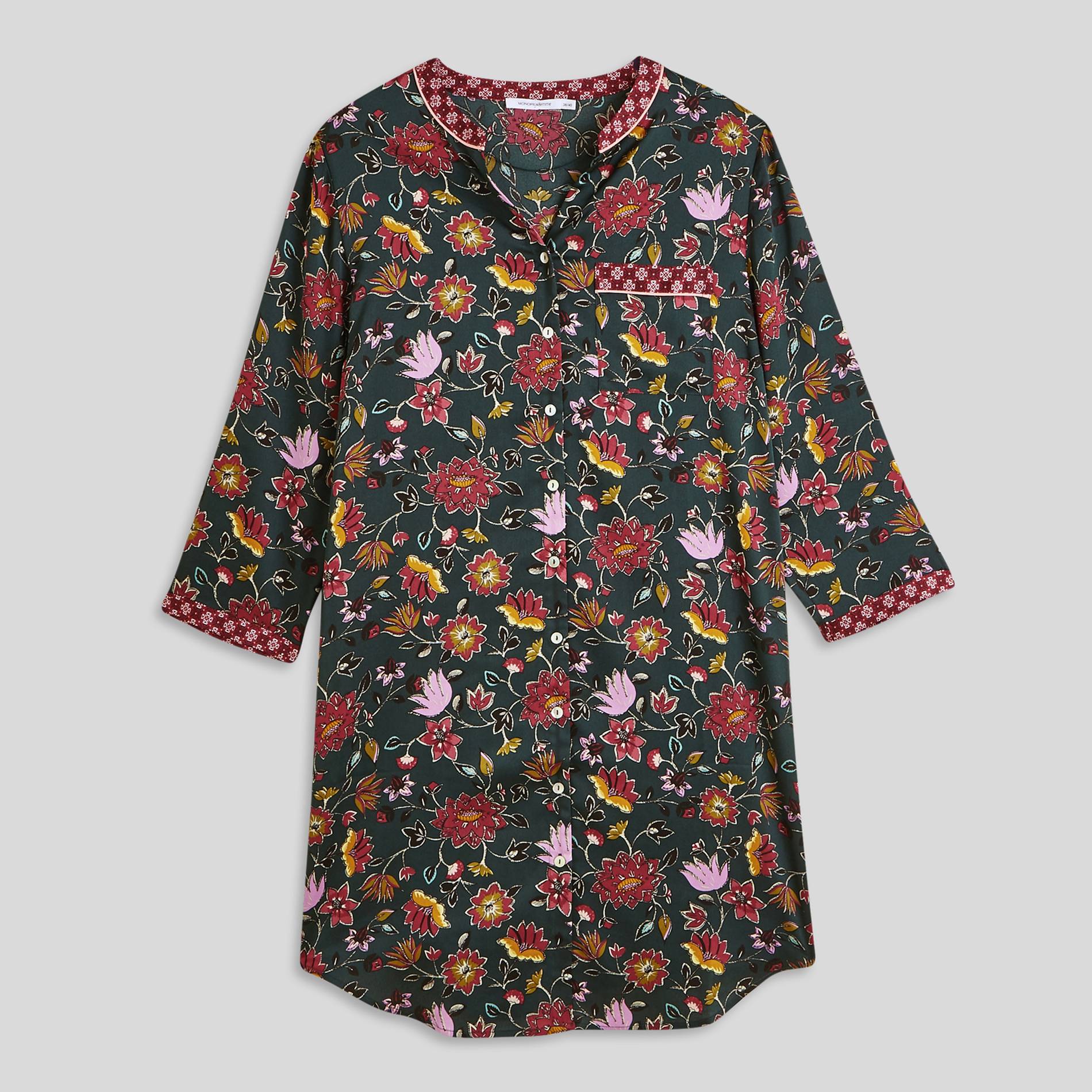 Chemise de nuit en satin, Vert foncé, large image number 2