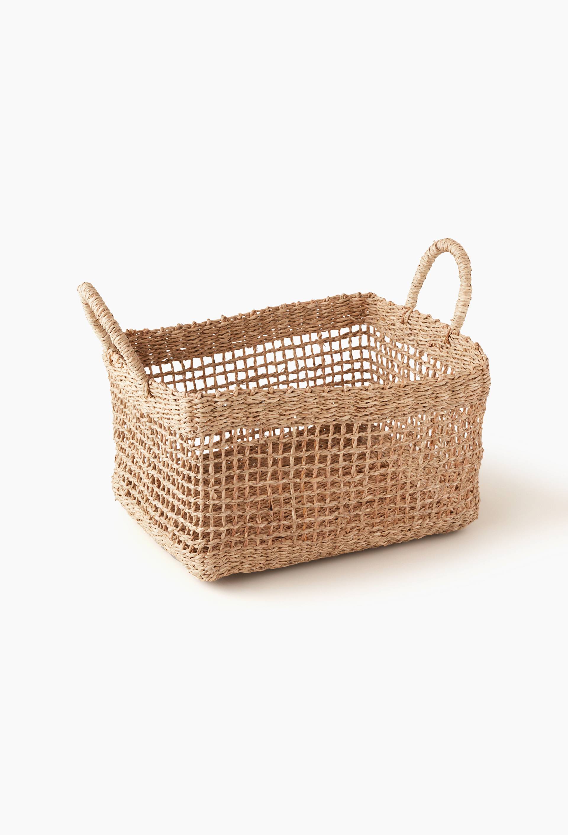 Panier rectangulaire en jonc de mer, Beige, large image number 0.0