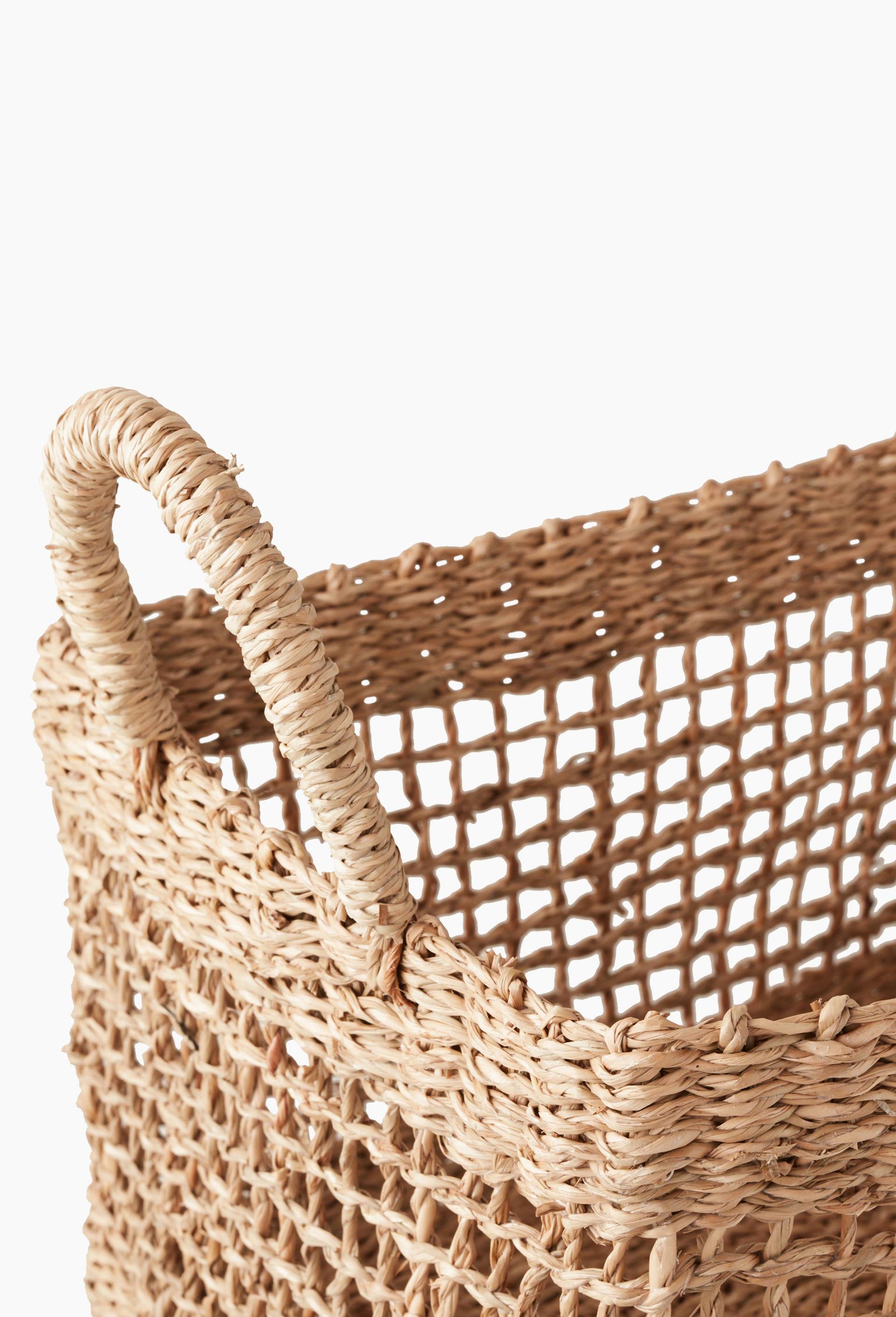 Panier rectangulaire en jonc de mer, Beige, large image number 1.0