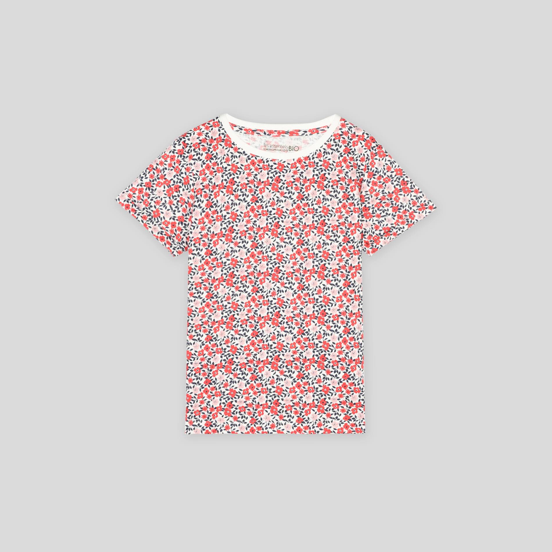 T-shirt manches courtes imprimé en coton BIO, Ecru, large image number 0.0