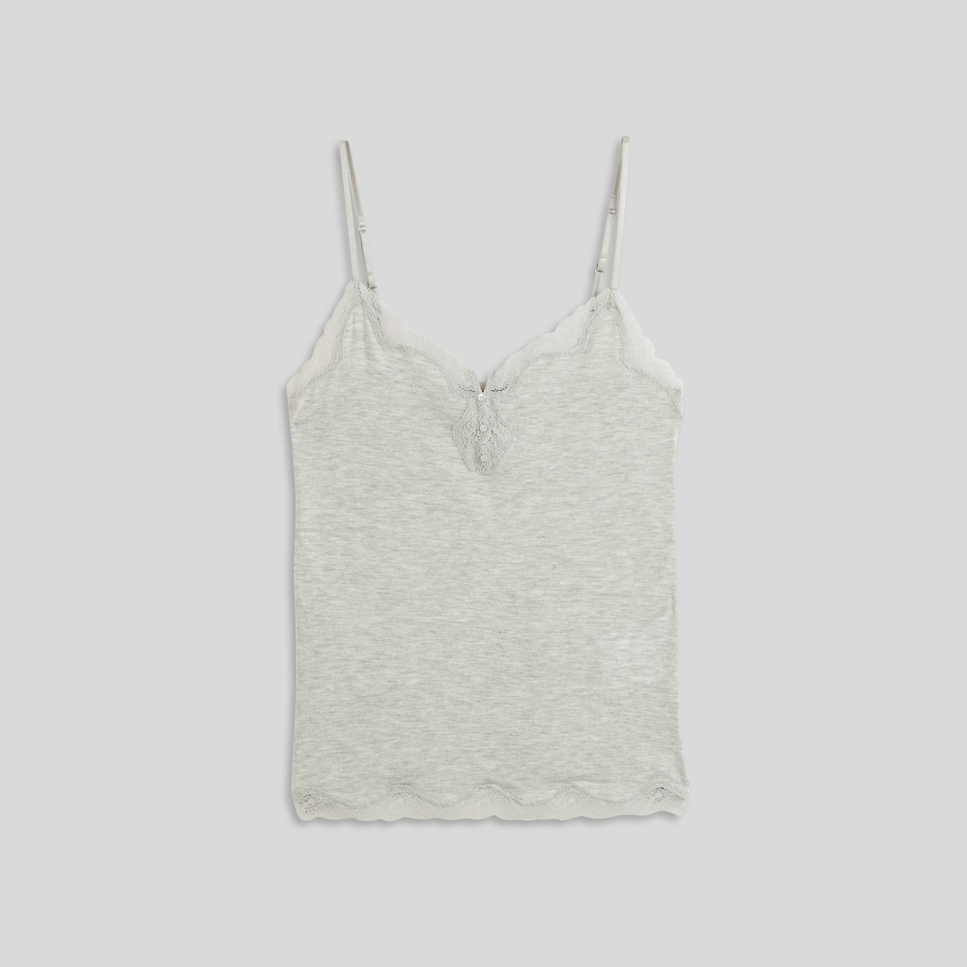 Top en modal et dentelle, Gris clair, large image number 2
