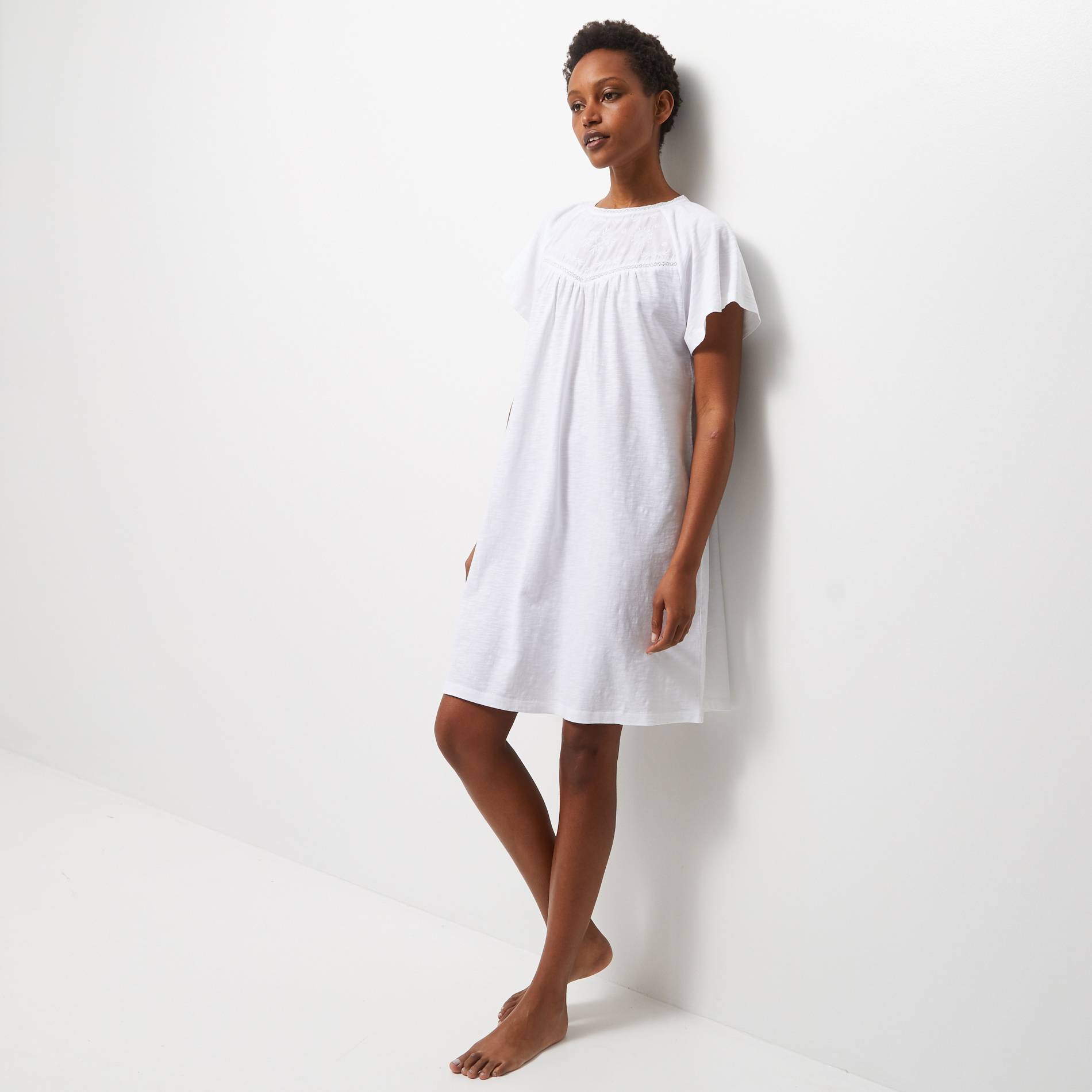 Chemise de nuit manches courtes, Blanc, large image number 0