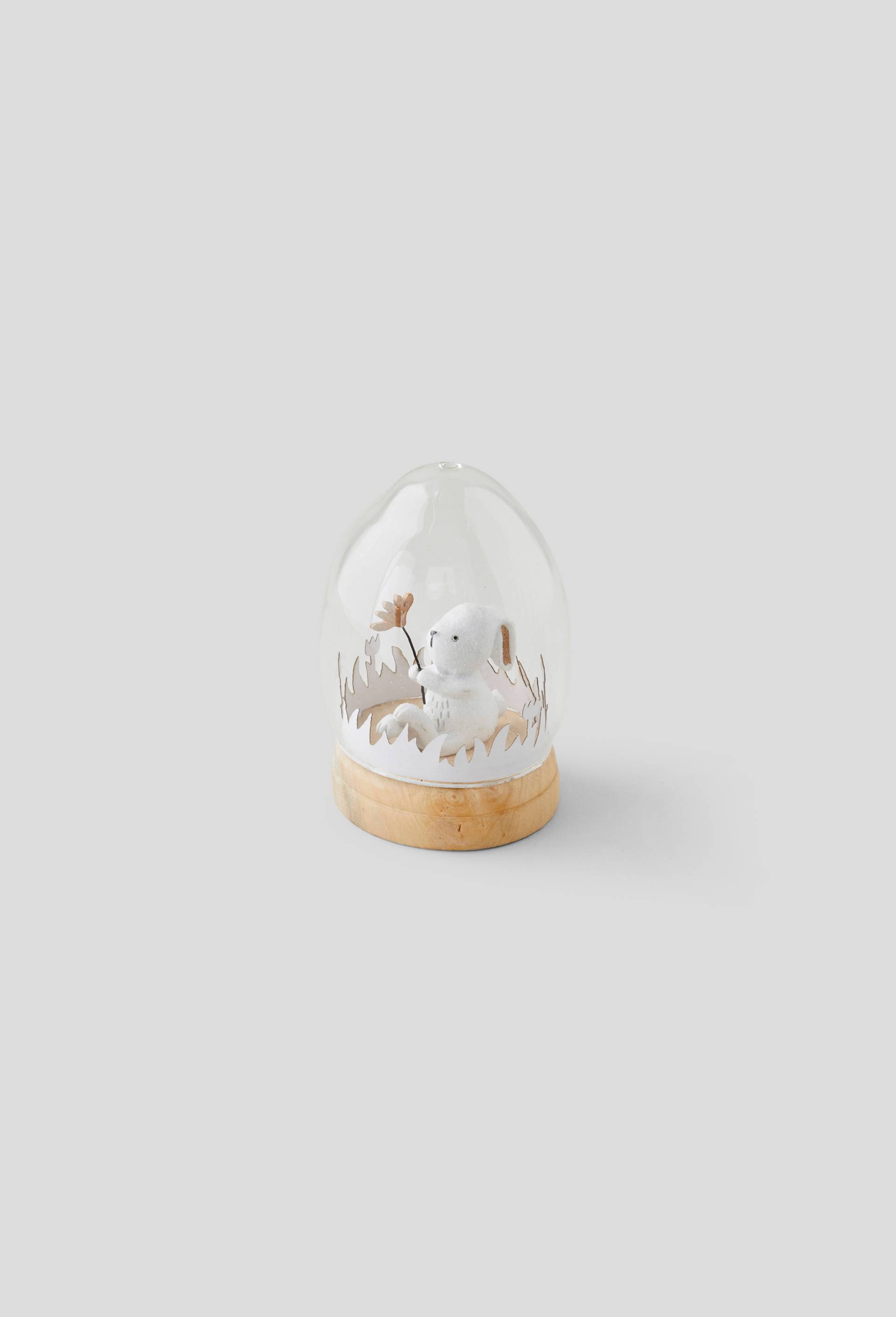 Boule  &agrave; poser lapin, en verre, Blanc, large image number 0