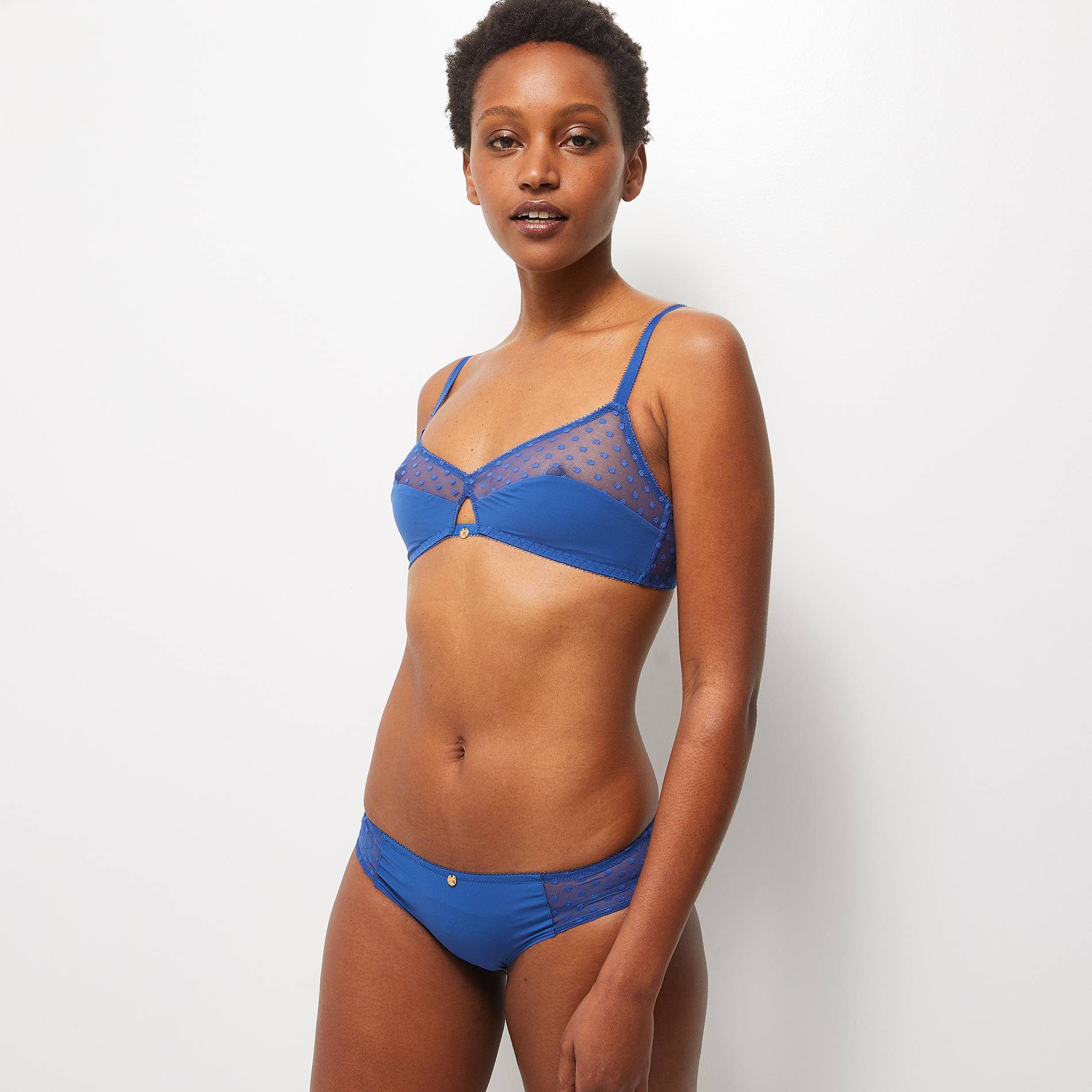 Soutien-gorge triangle chiffon, Indigo, large image number 0.0
