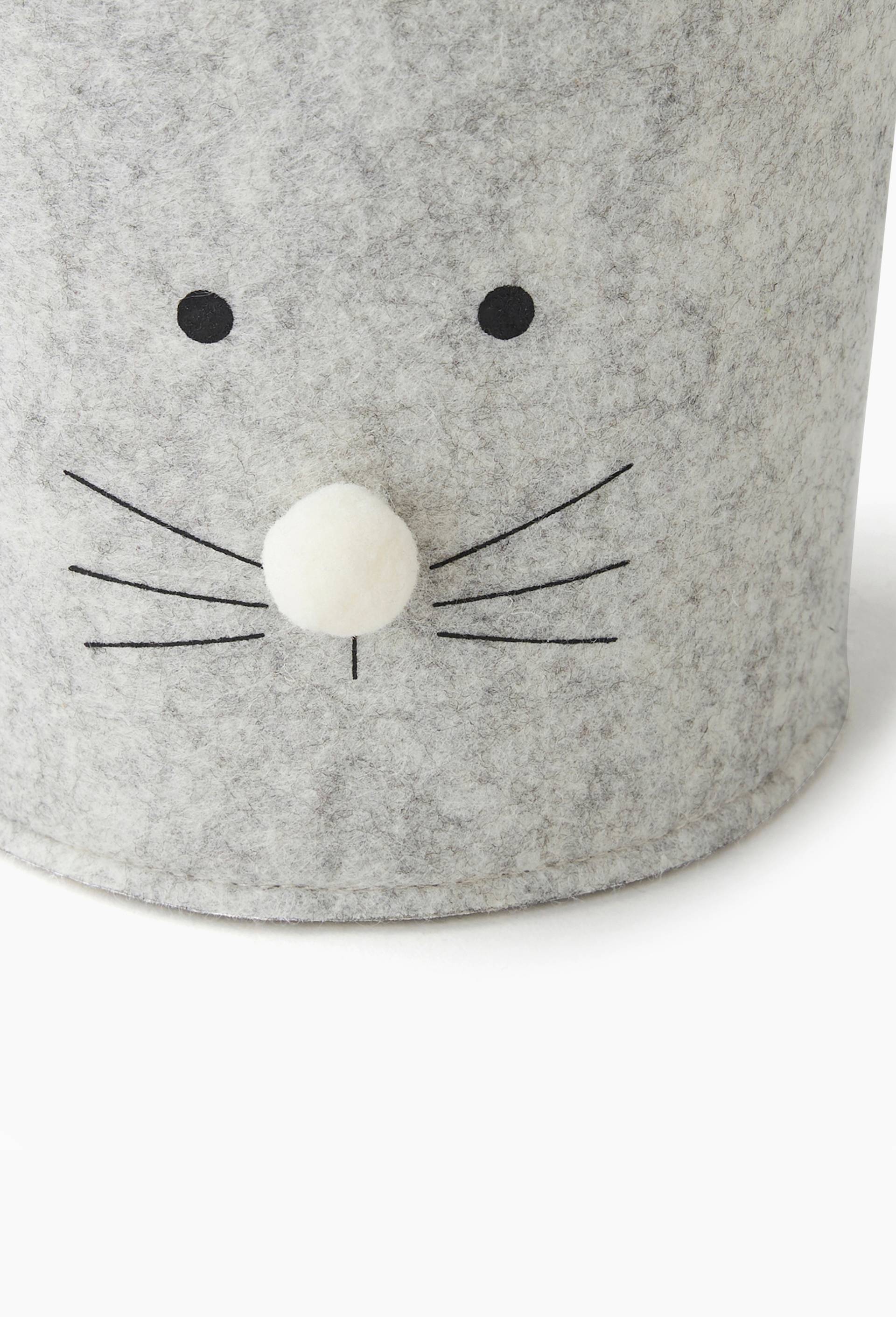 Panier lapin, en feutrine, 16x28cm, Gris, large image number 1