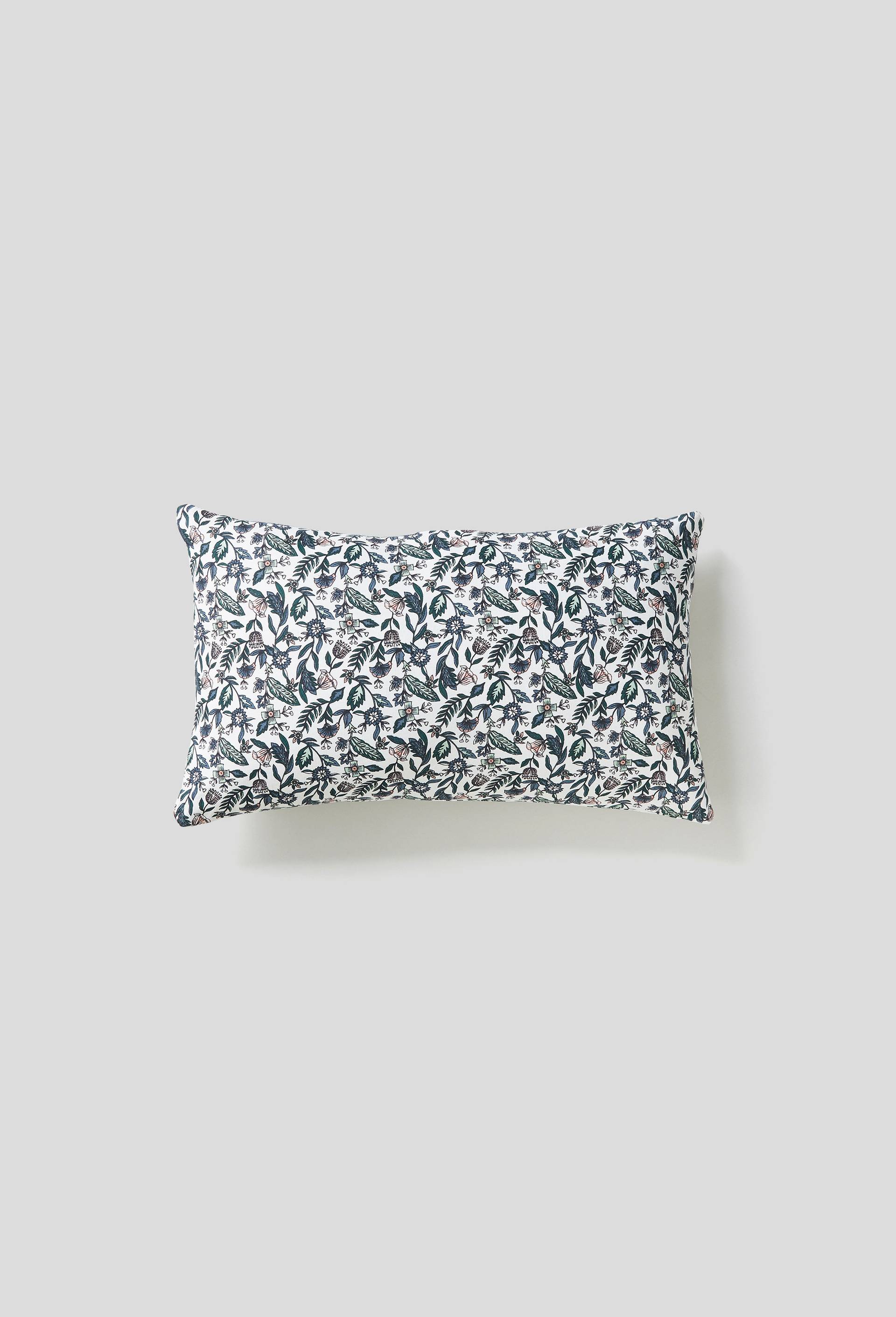 Coussin rectangulaire imprim&eacute; fleuri, Vert p&acirc;le , large image number 0
