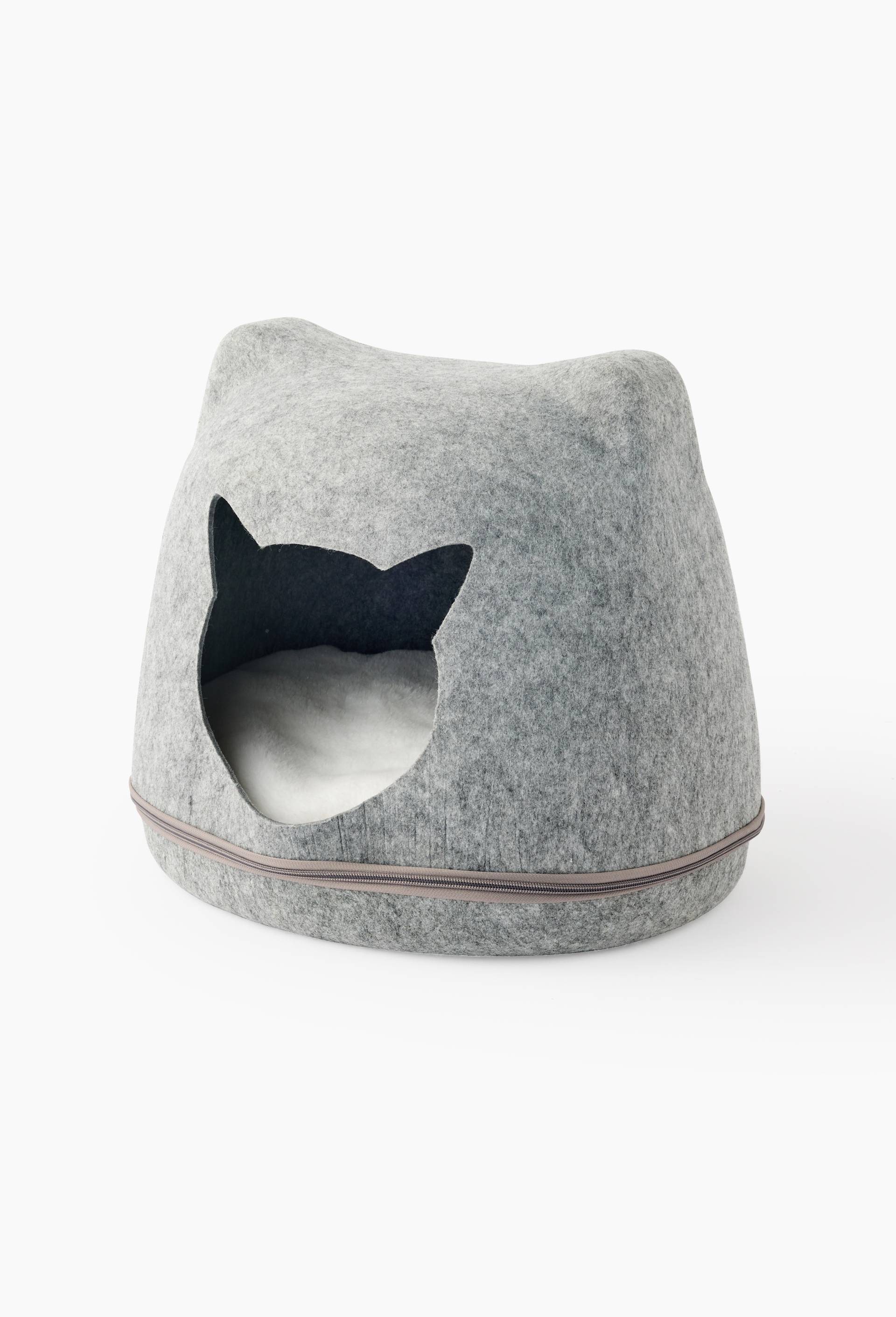 Panier pour chat, 40x33x36cm, en feutrine, Gris fonc&eacute;, large image number 0