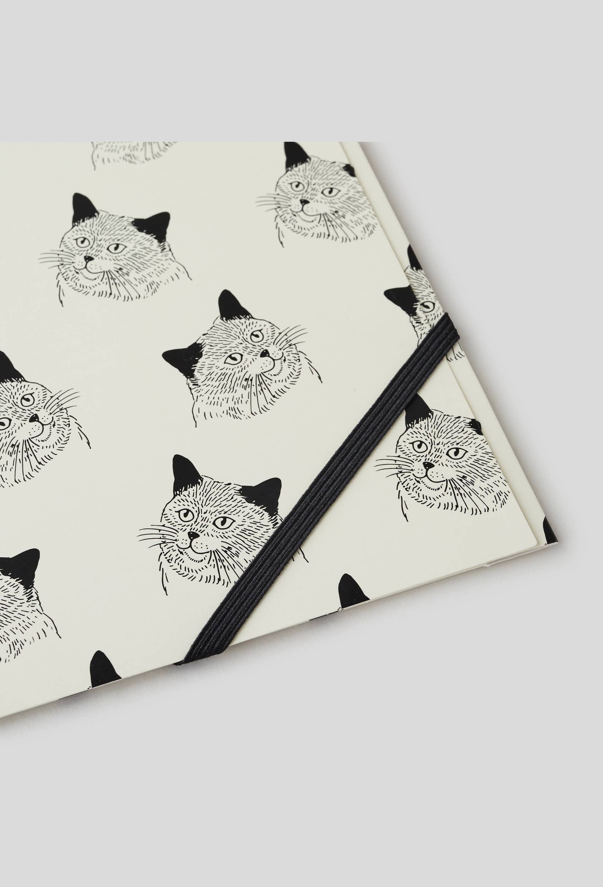 Pochette à rabats A5, imprimé chat, Blanc, large image number 1
