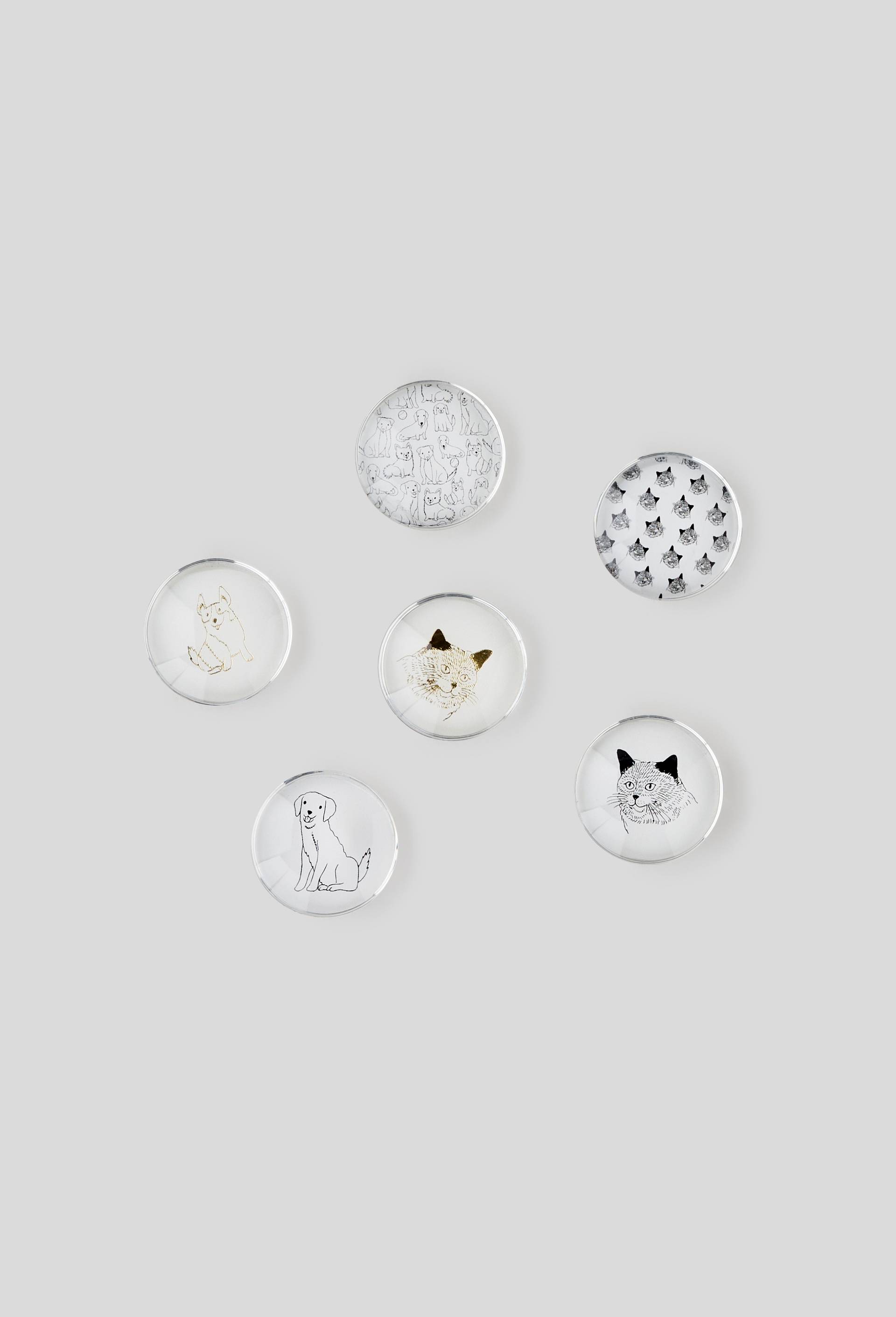 6 magnets, motif chat et chien, 3cm, Blanc, large image number 0.0