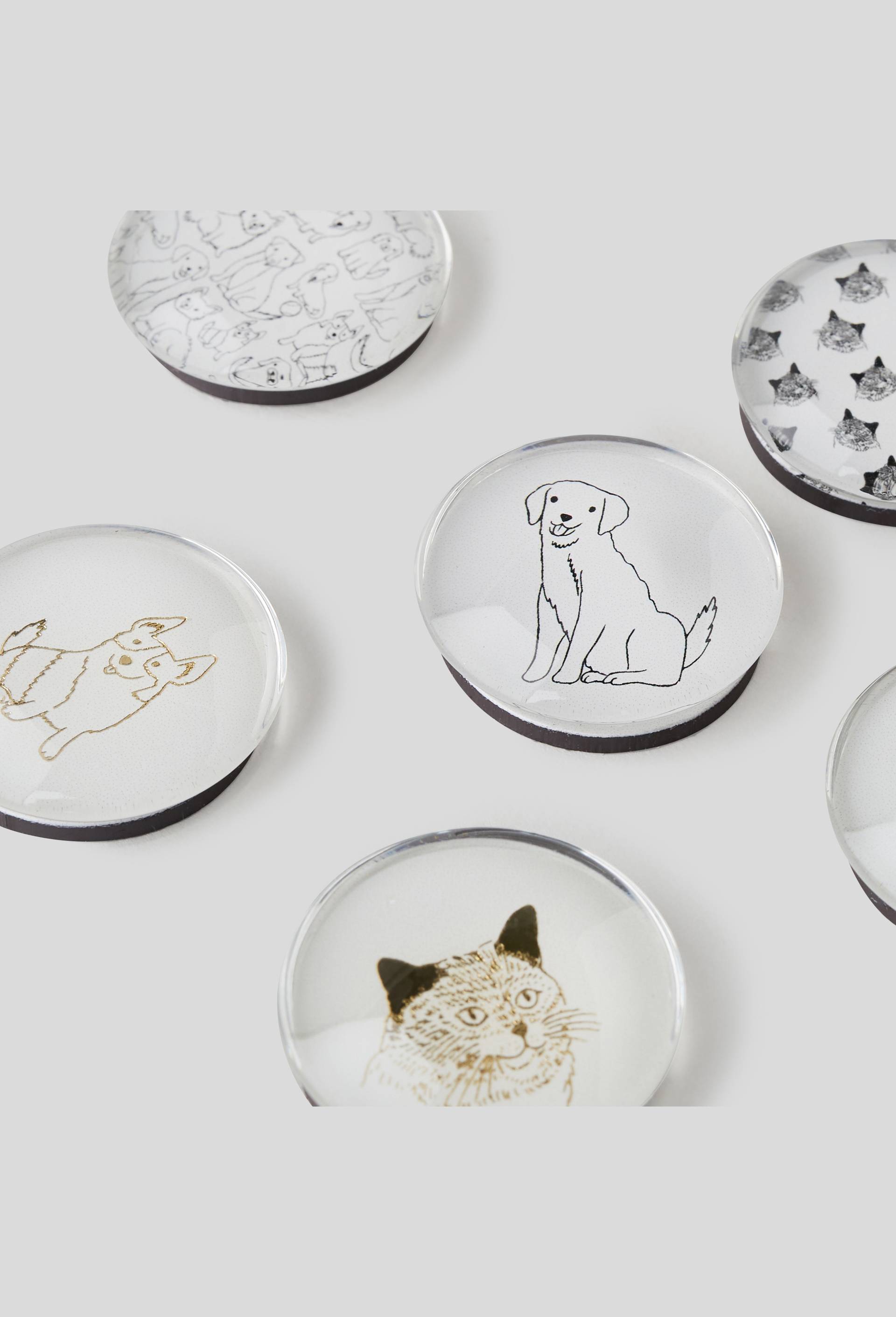 6 magnets, motif chat et chien, 3cm, Blanc, large image number 1.0