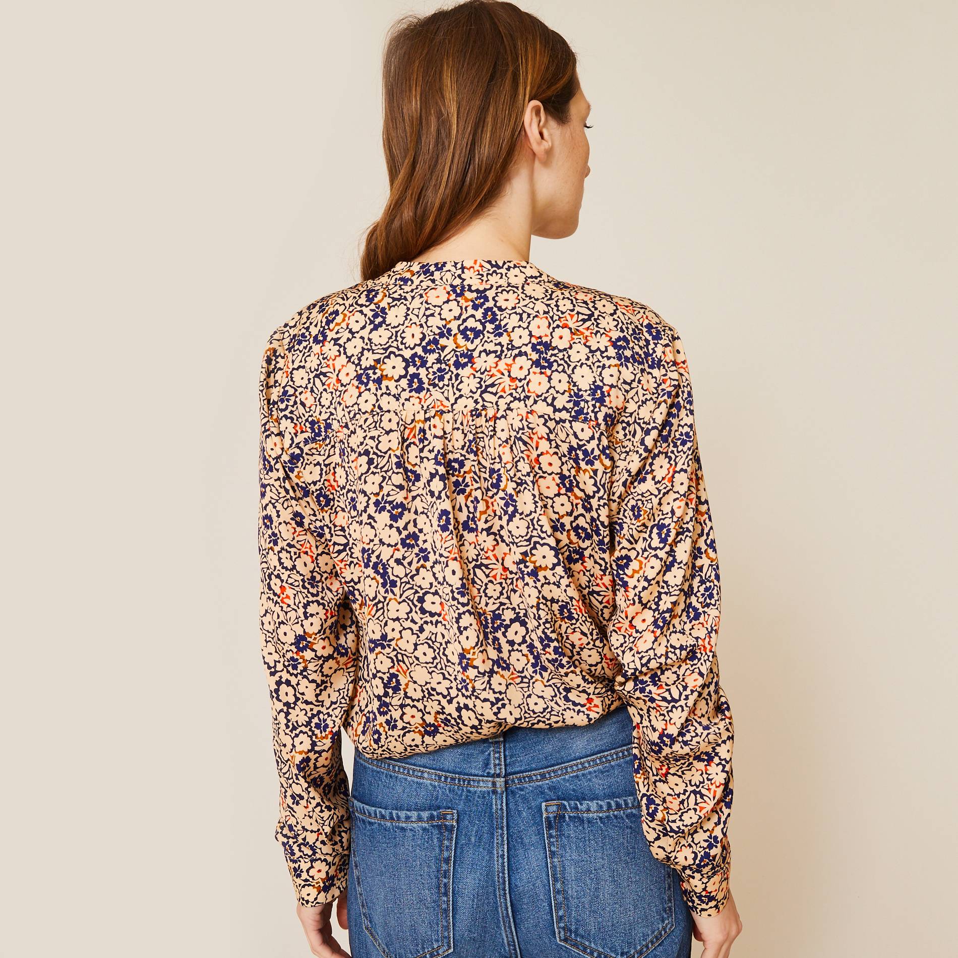 Blouse col rond imprimée, Bleu marine, large image number 1