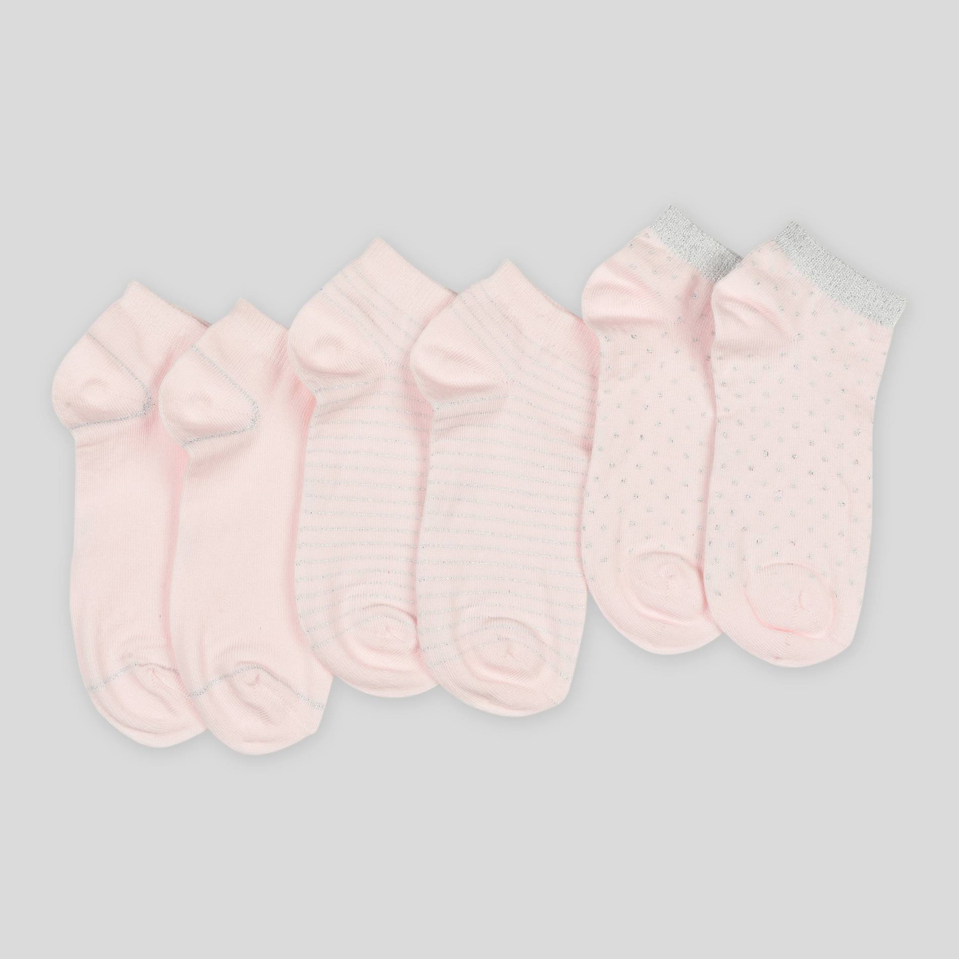 Lot de 3 paires de chaussettes ultra-courtes en coton BIO, Rose pâle, large image number 1