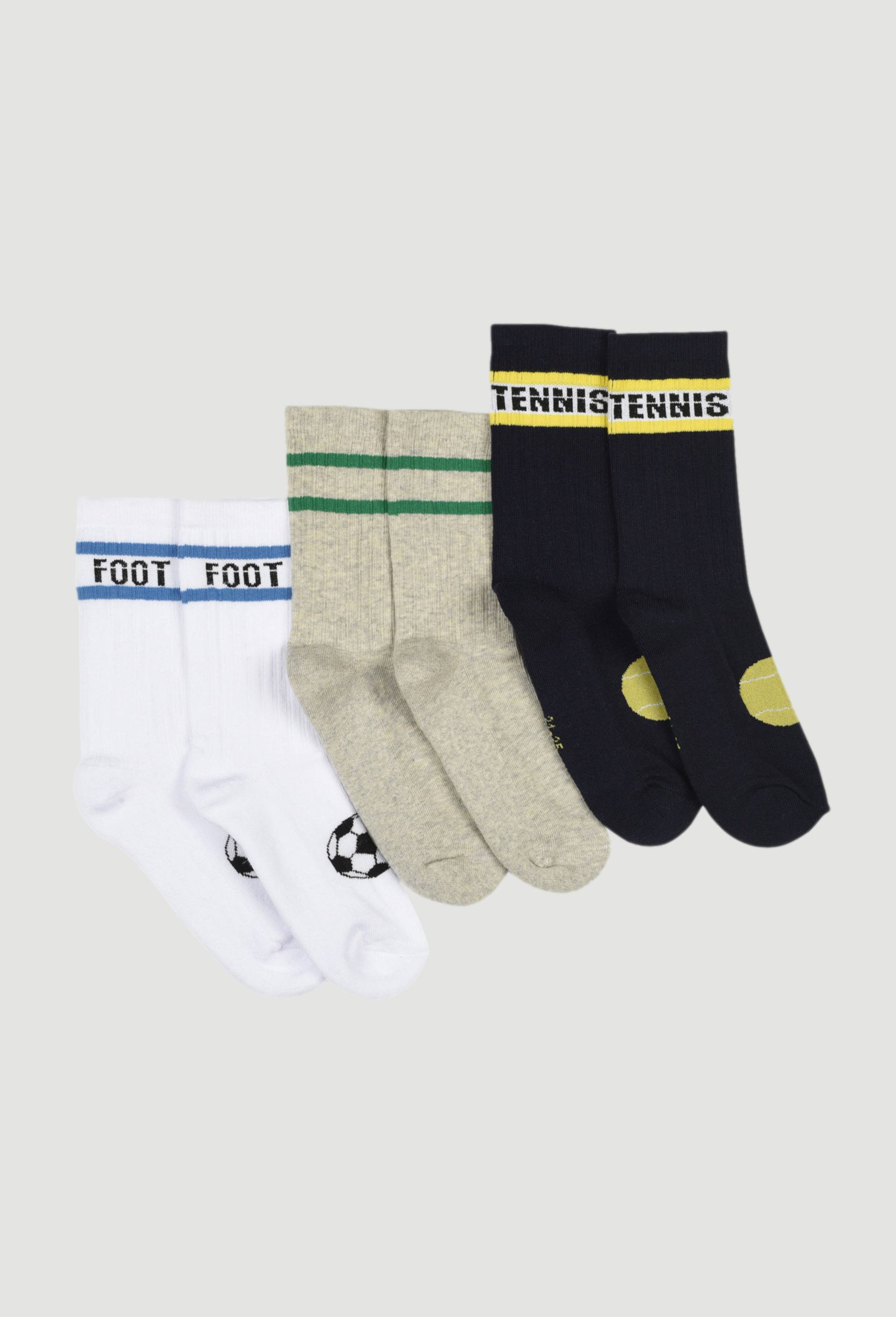 Lot de 3 paires de chaussette de sport en coton BIO, Bleu clair, large image number 1