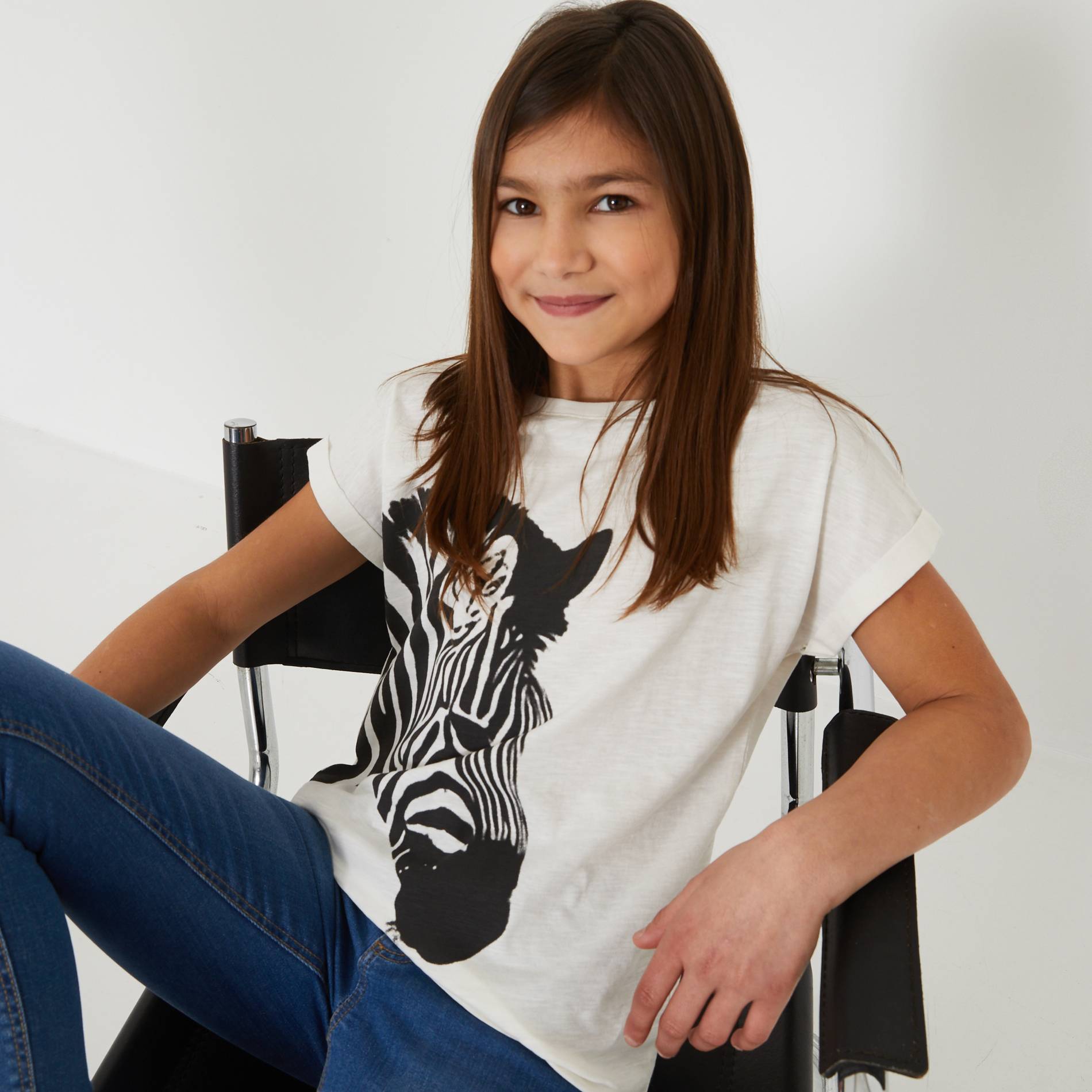 T-shirt imprimé en coton BIO, Ecru, large image number 0.0