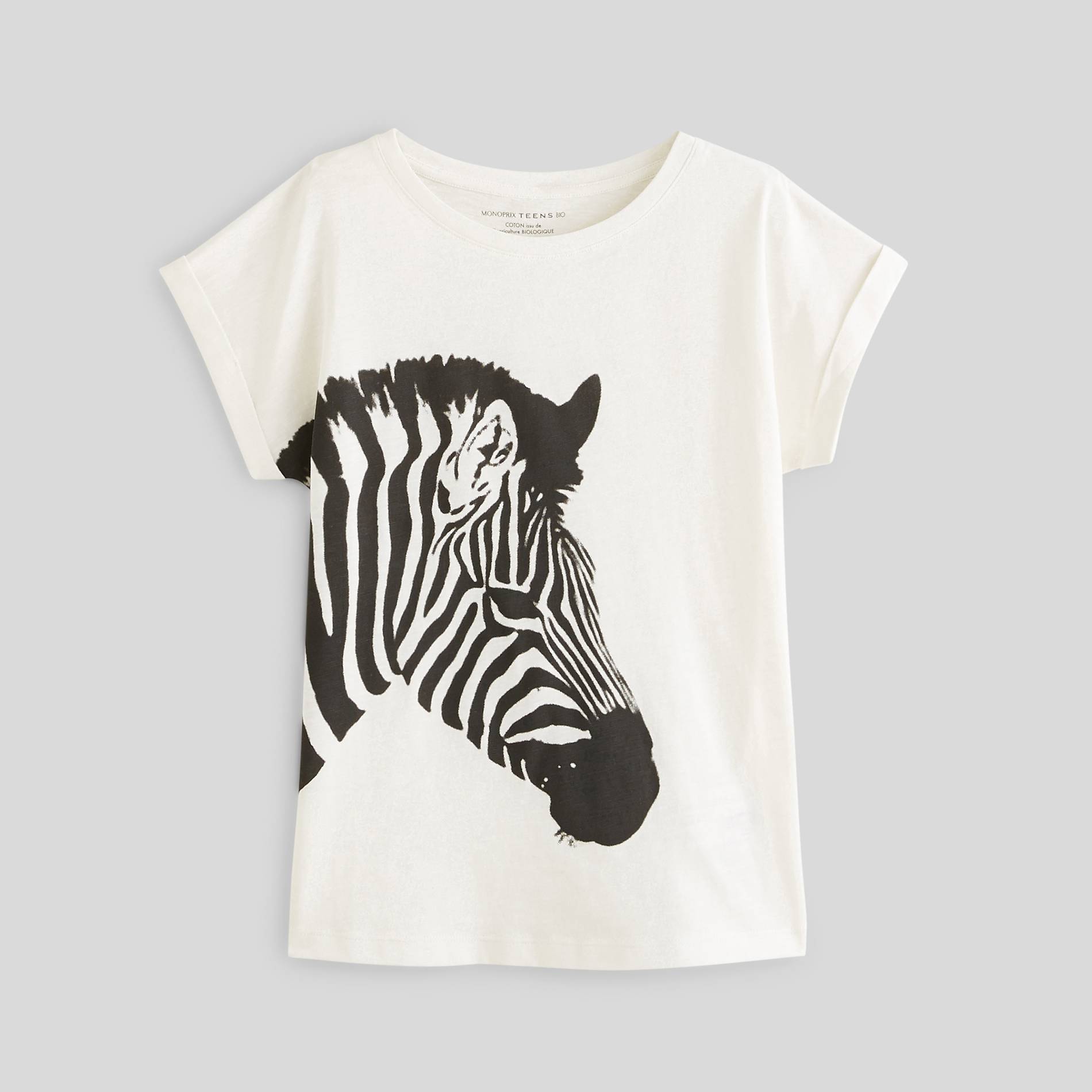 T-shirt imprimé en coton BIO, Ecru, large image number 1.0