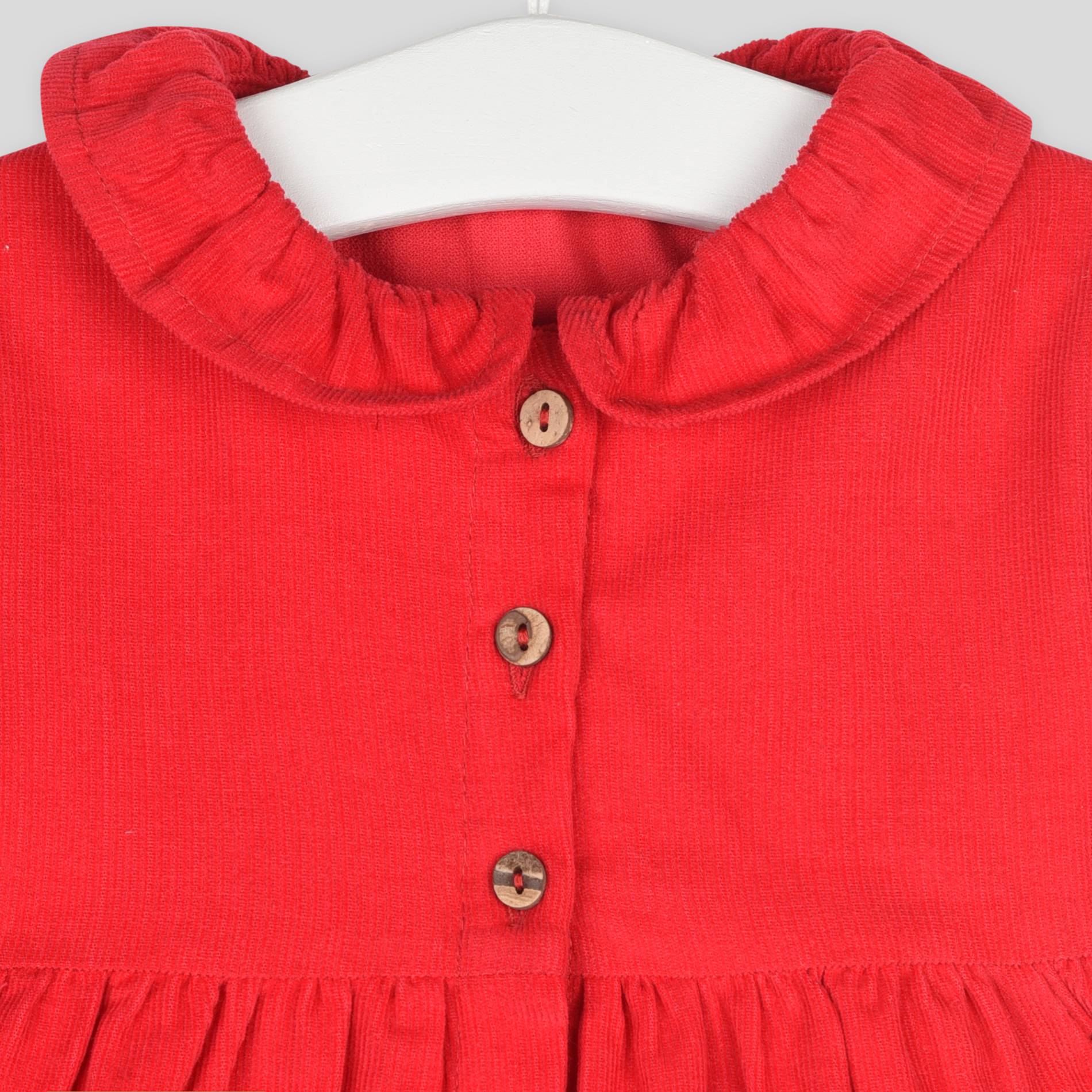 Robe en velours manches longues, Carmin, large image number 2