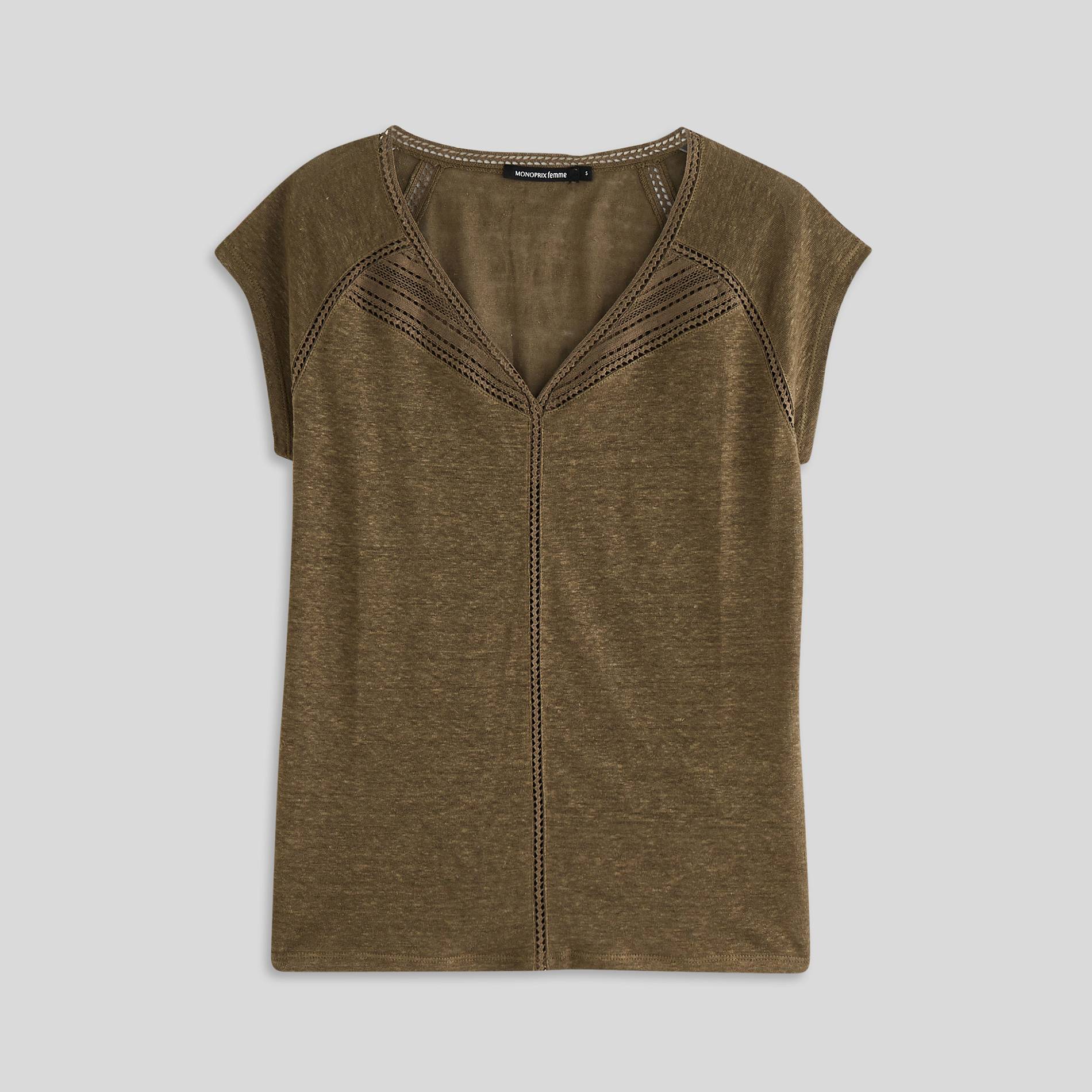 T-shirt en lin, Kaki, large image number 2.0