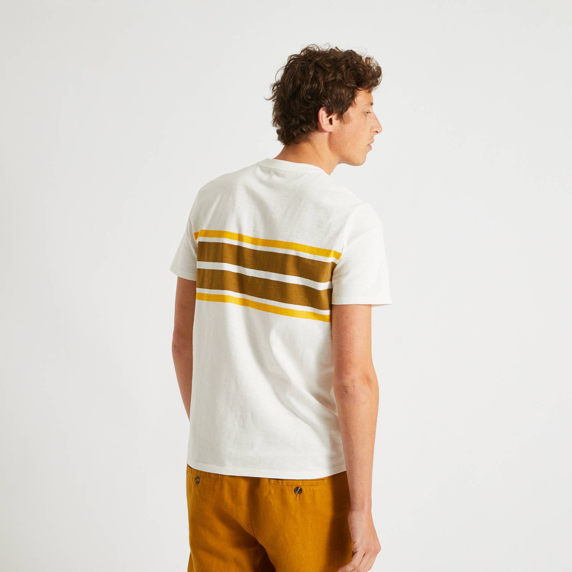 T-shirt rayé en coton BIO, Ecru, large image number 1