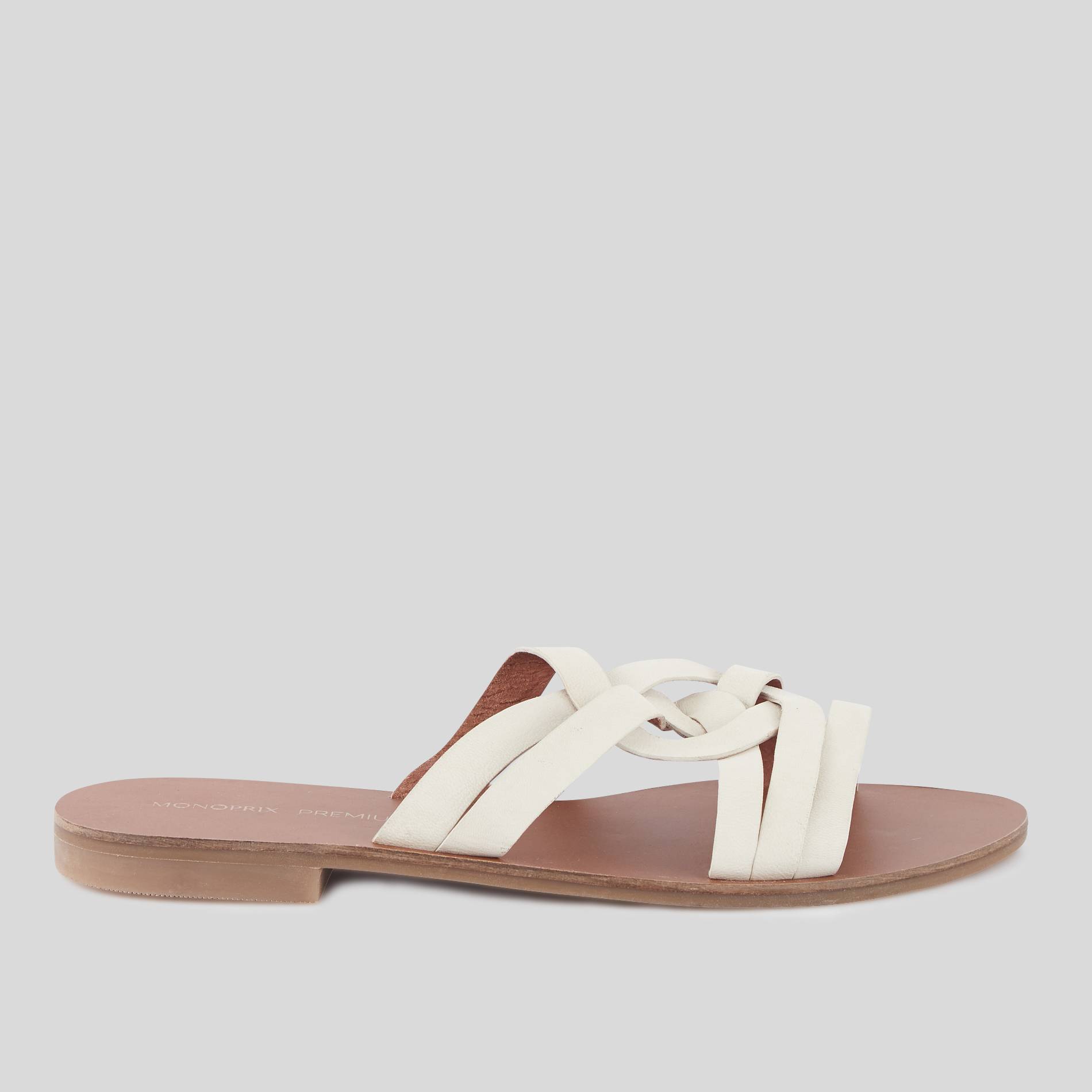 Claquettes en cuir, Blanc, large image number 0.0