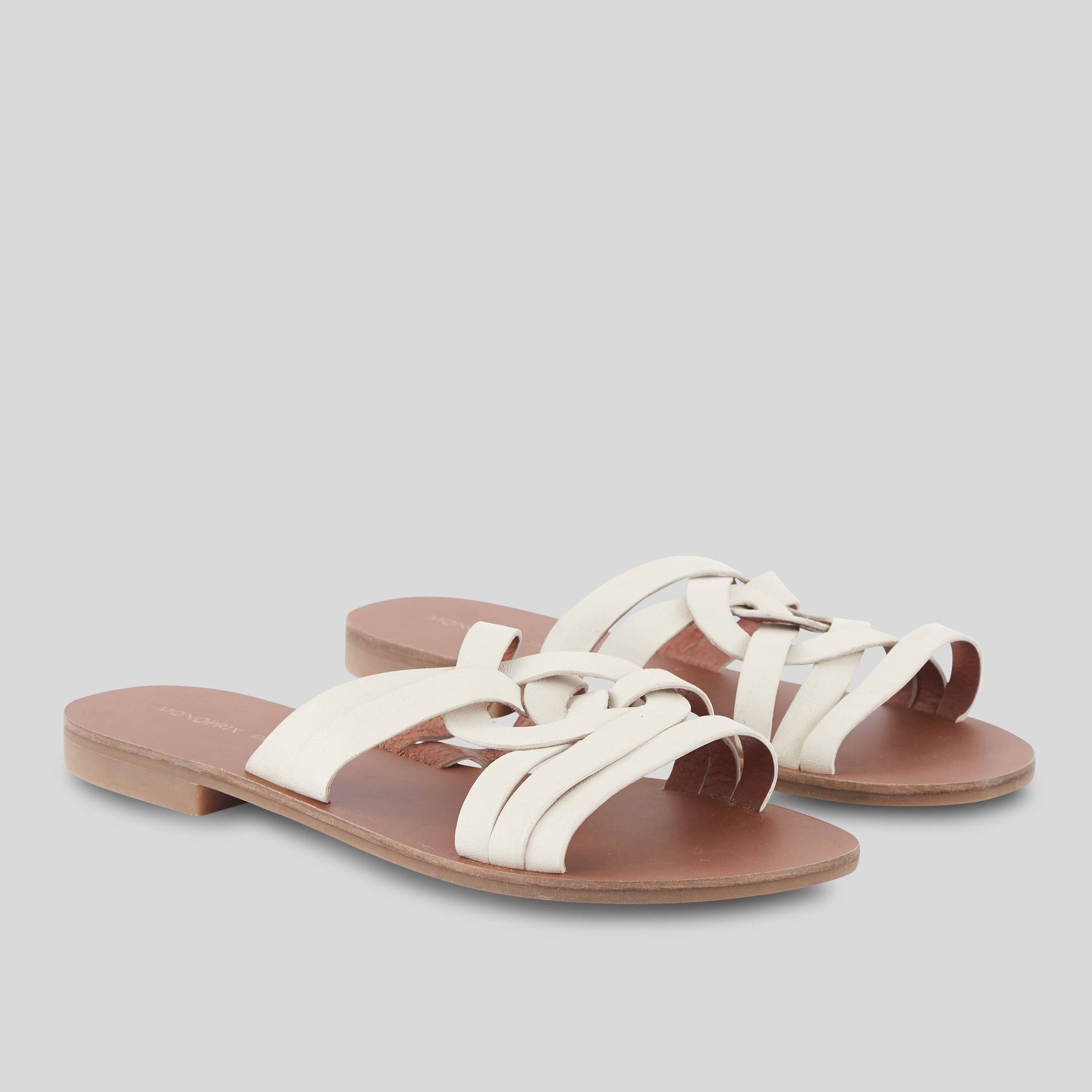 Claquettes en cuir, Blanc, large image number 1