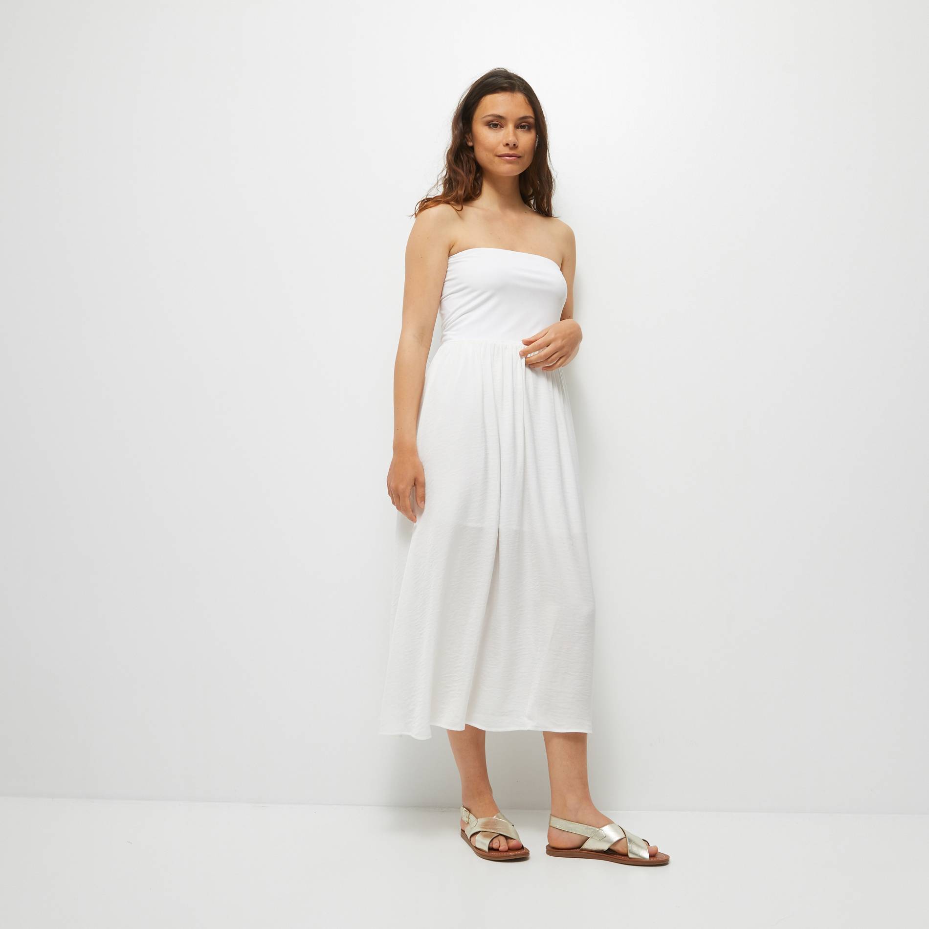 Robe de plage bustier, Blanc, large image number 0.0