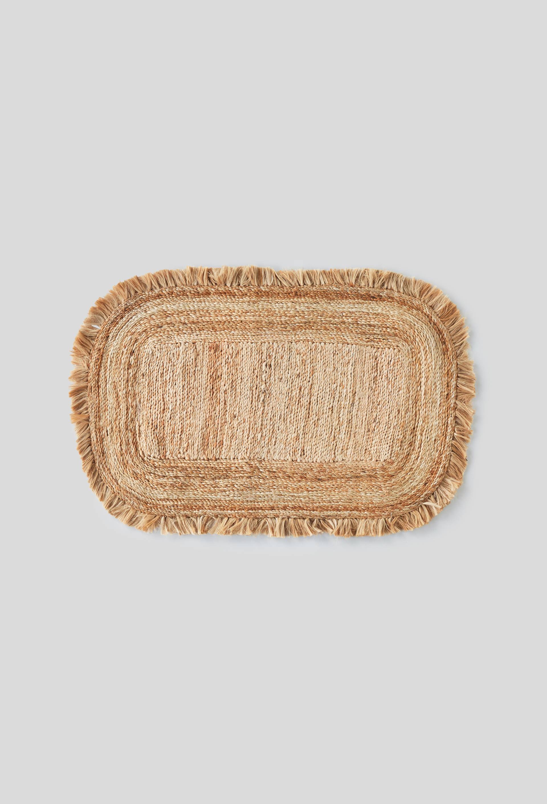 Tapis oval franges, Jaune clair, large image number 0.0