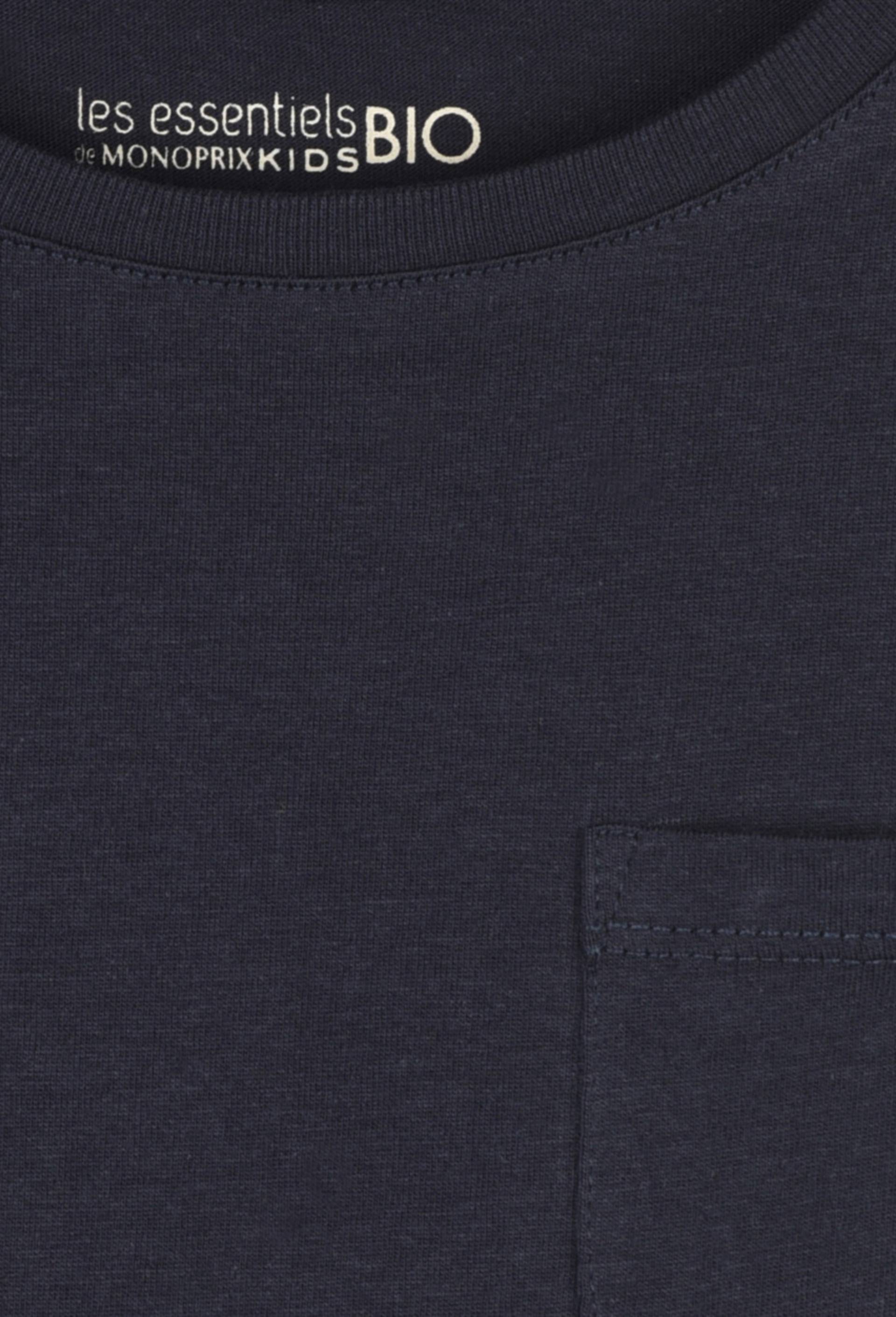 T-shirt manches courtes uni en coton BIO, certifié OEKO-TEX, Bleu foncé, large image number 2.0