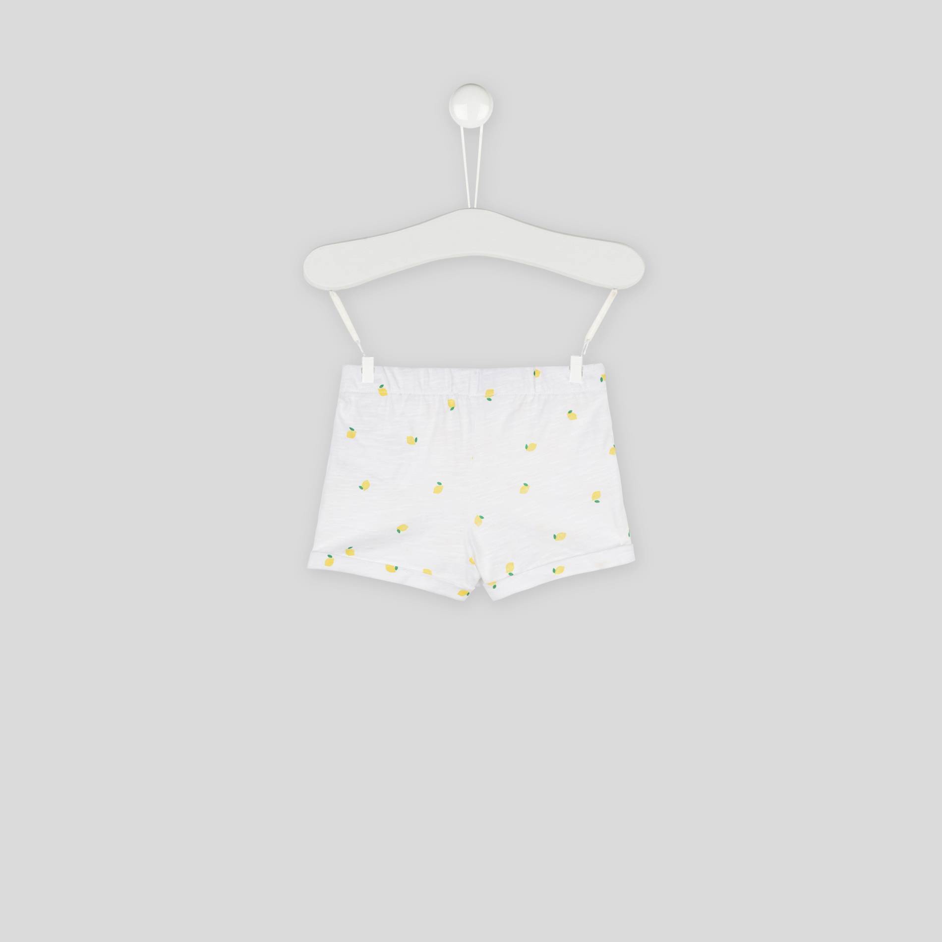 Short en jersey imprimé en coton BIO, Blanc, large image number 1