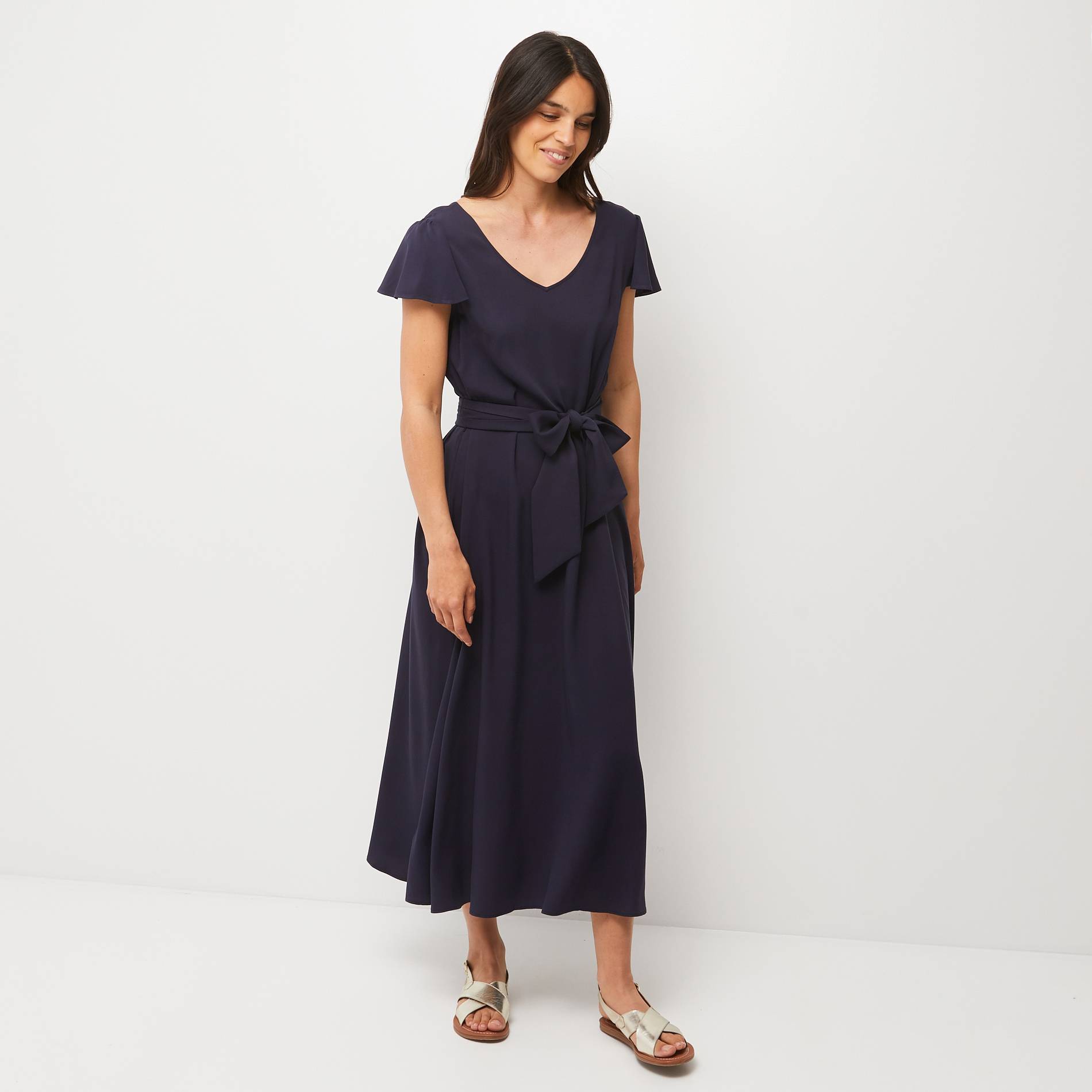 Robe longue manches courtes unie, Bleu clair, large image number 0