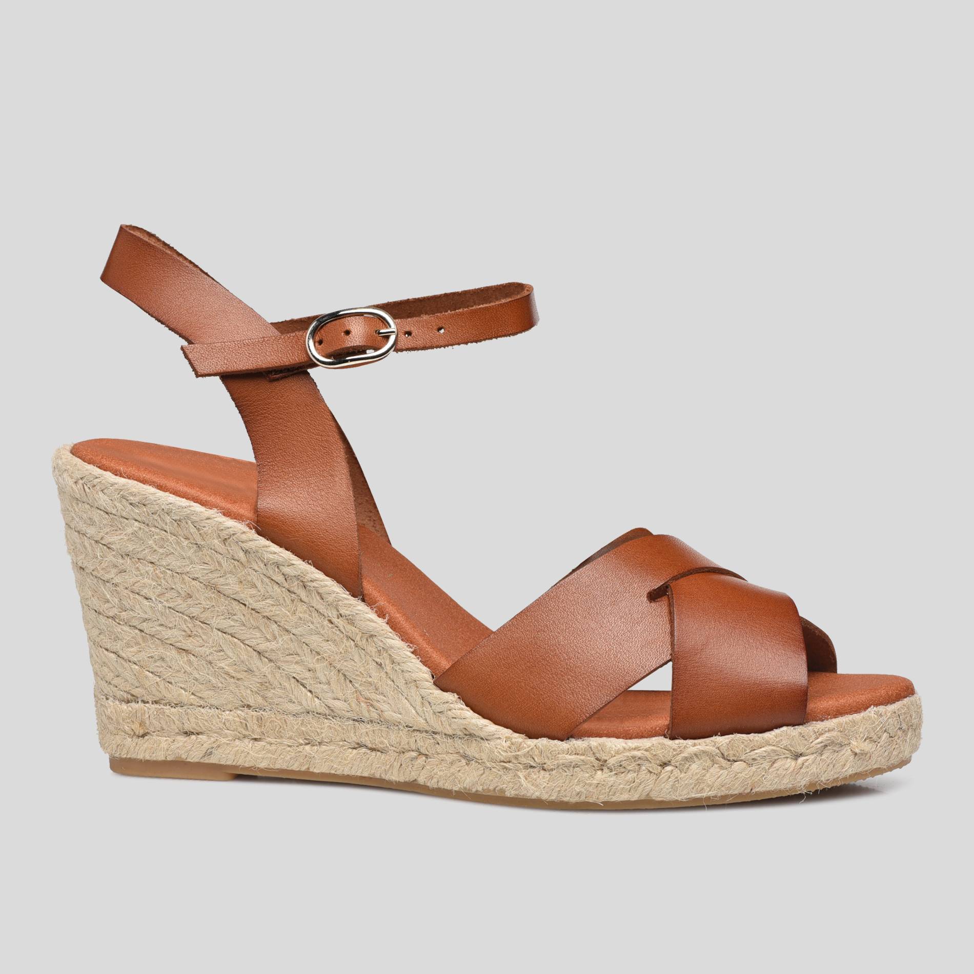 Sandales compens{es en cuir, Beige clair, large image number 0.0