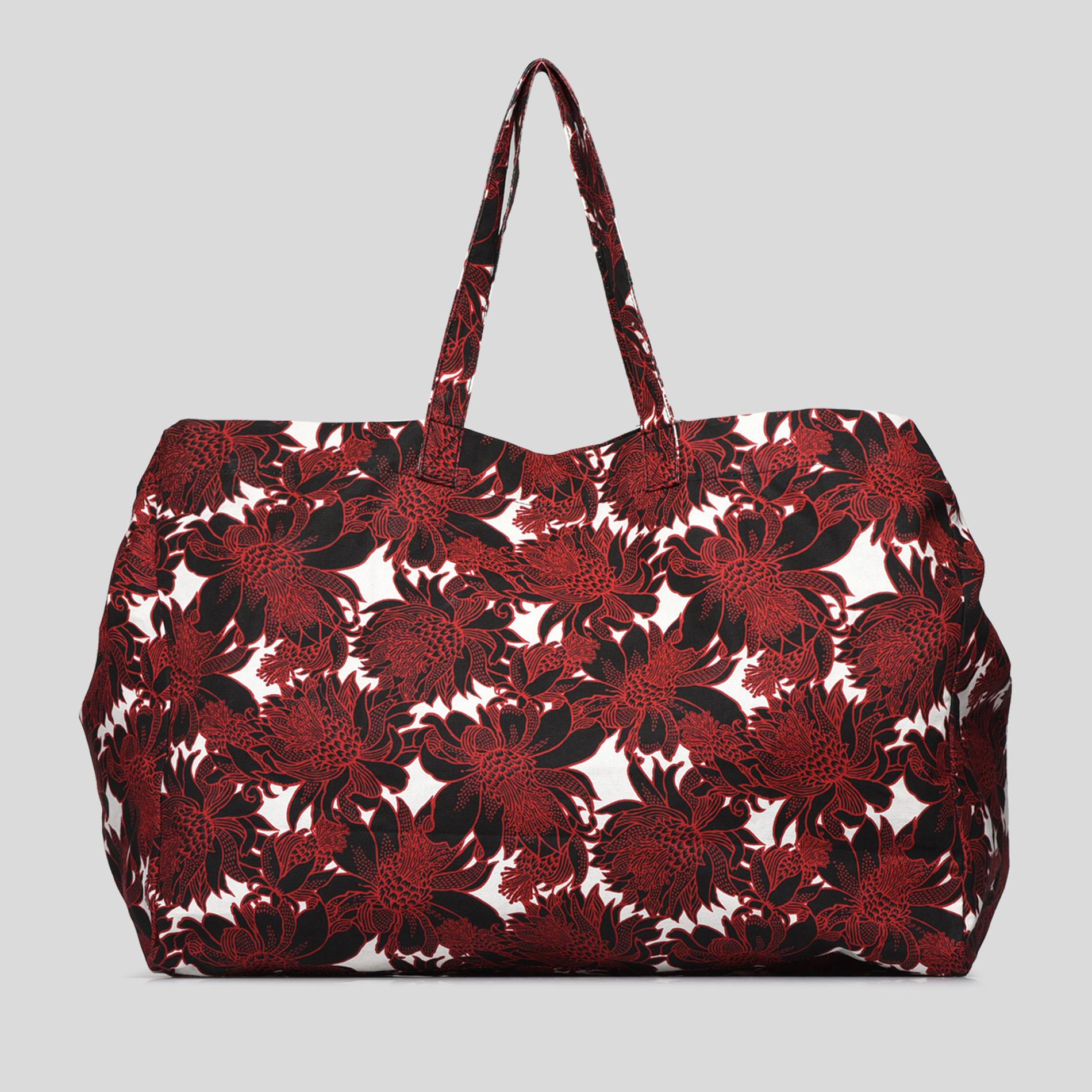 Maxi Tote bag imprim&eacute; fleuri en coton bio, Blanc, large image number 1
