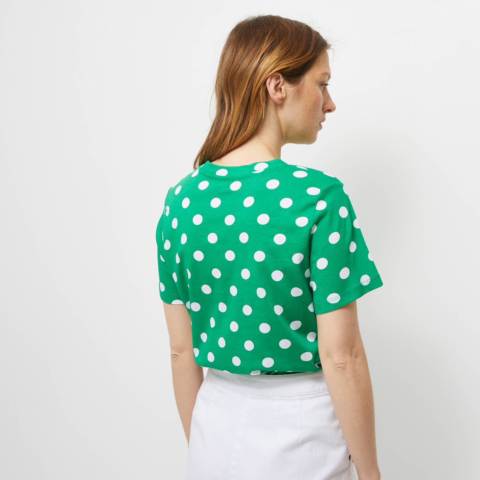 T-shirt en coton bio imprimé pois, Vert, large image number 1.0