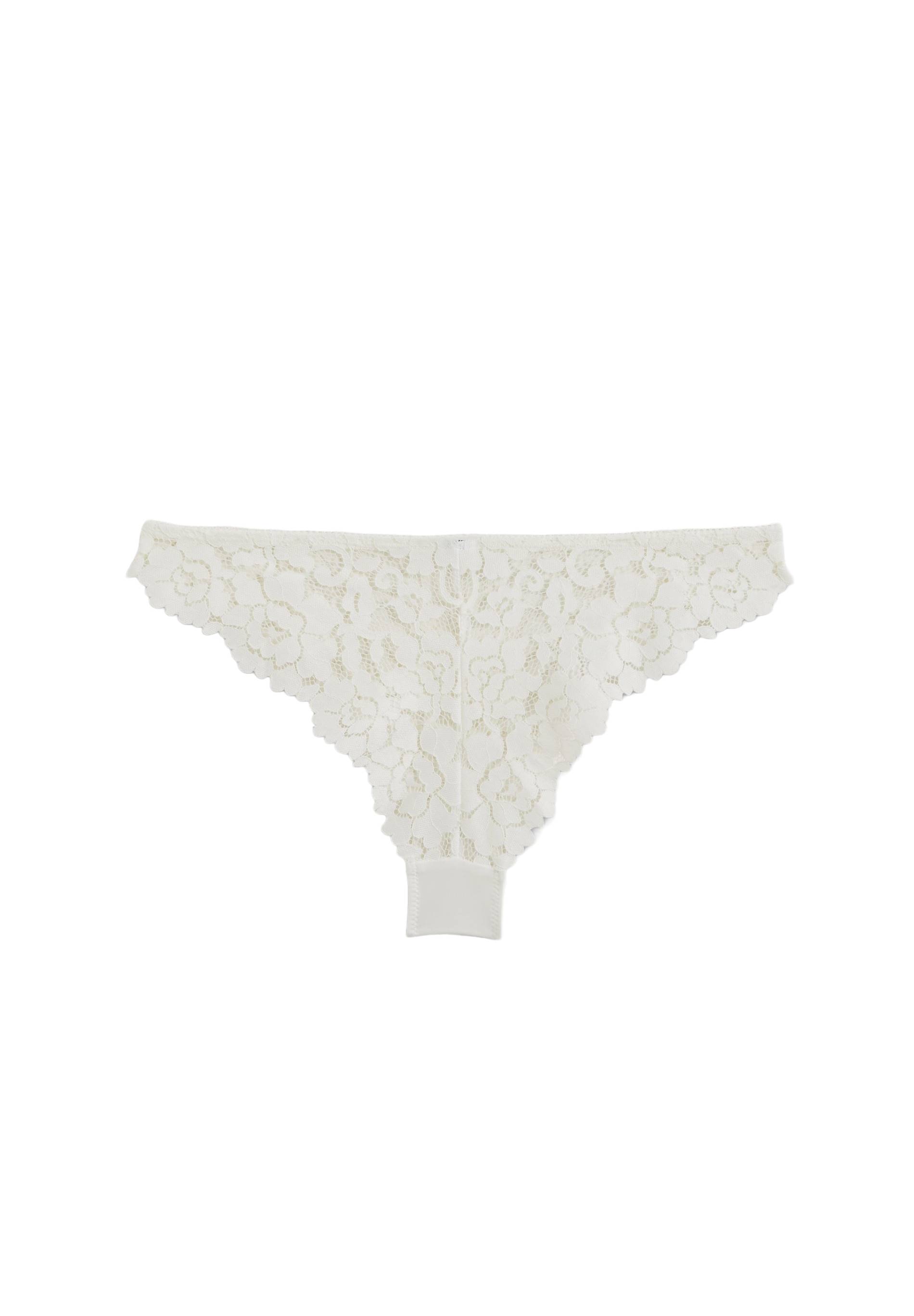 Tanga CAMILLE en dentelle, Ecru, large image number 4.0