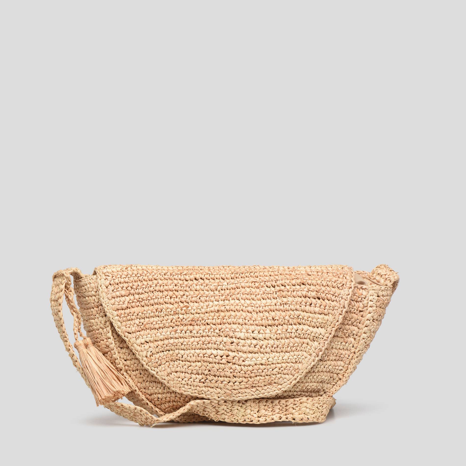 Sac banane en raphia, Ecru, large image number 0