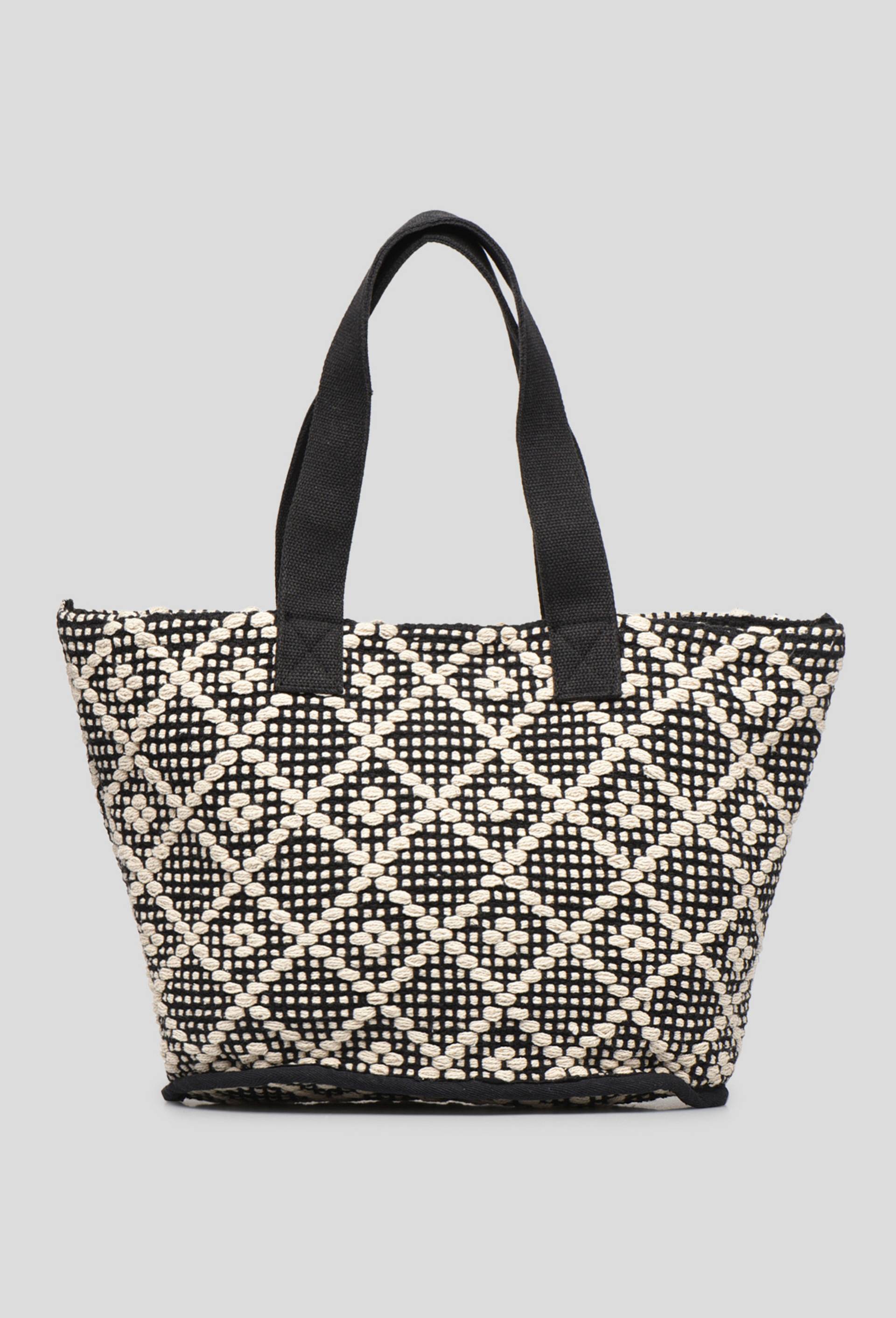 Sac cabas en coton avec franges, Ecru, large image number 0.0