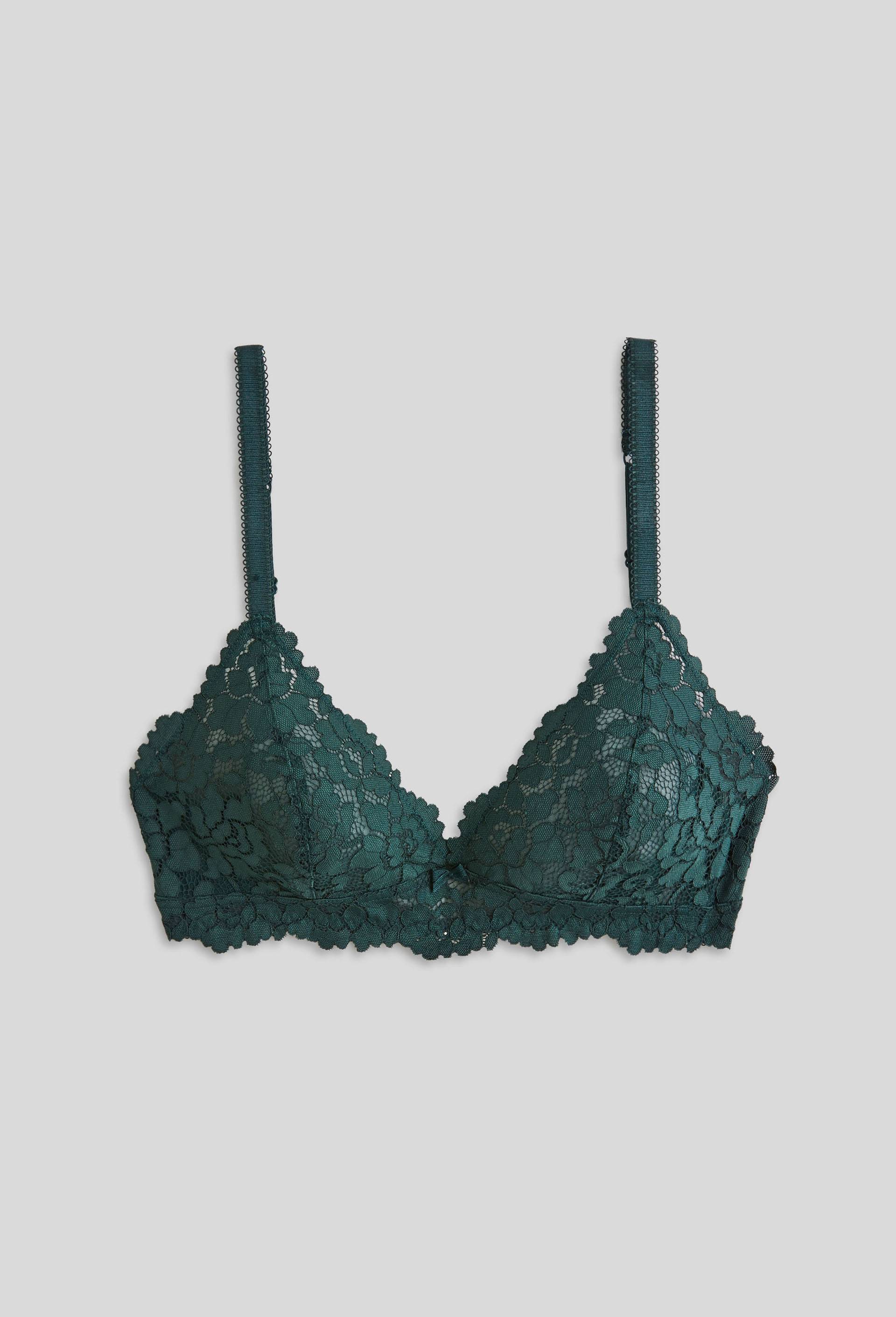 Soutien-gorge triangle CAMILLE en dentelle, Vert foncé, large image number 2