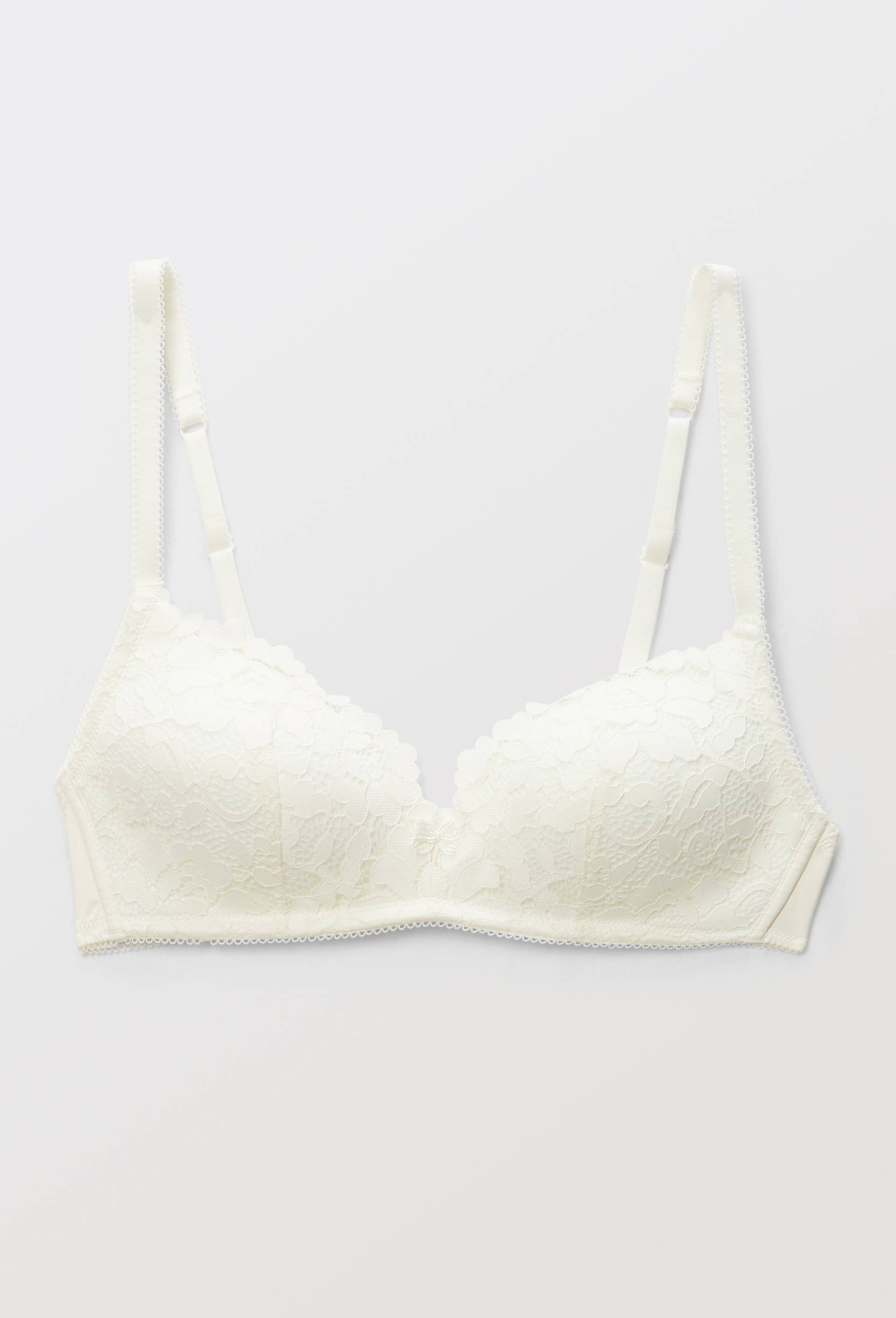 Soutien-gorge triangle padd&eacute; CAMILLE en dentelle, Ecru, large image number 2
