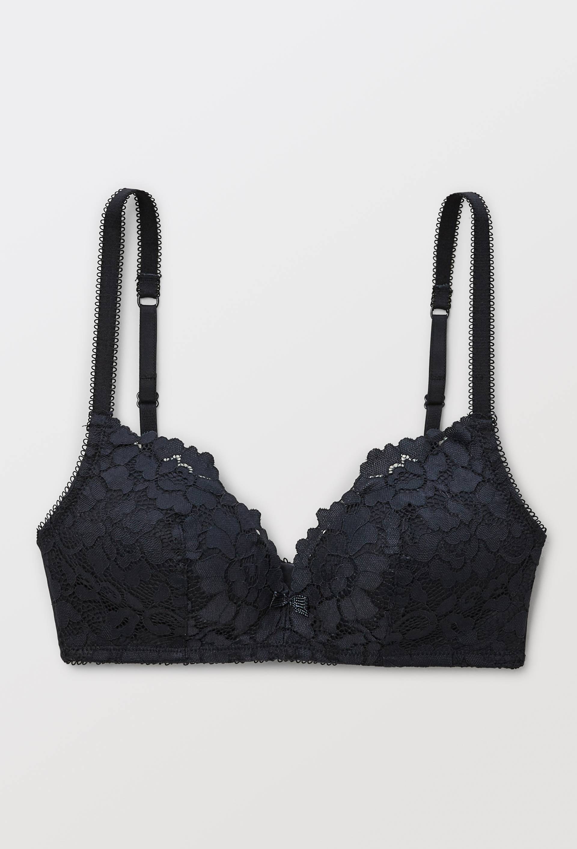 Soutien-gorge triangle padd&eacute; CAMILLE en dentelle, Bleu fonc&eacute;, large image number 2.0