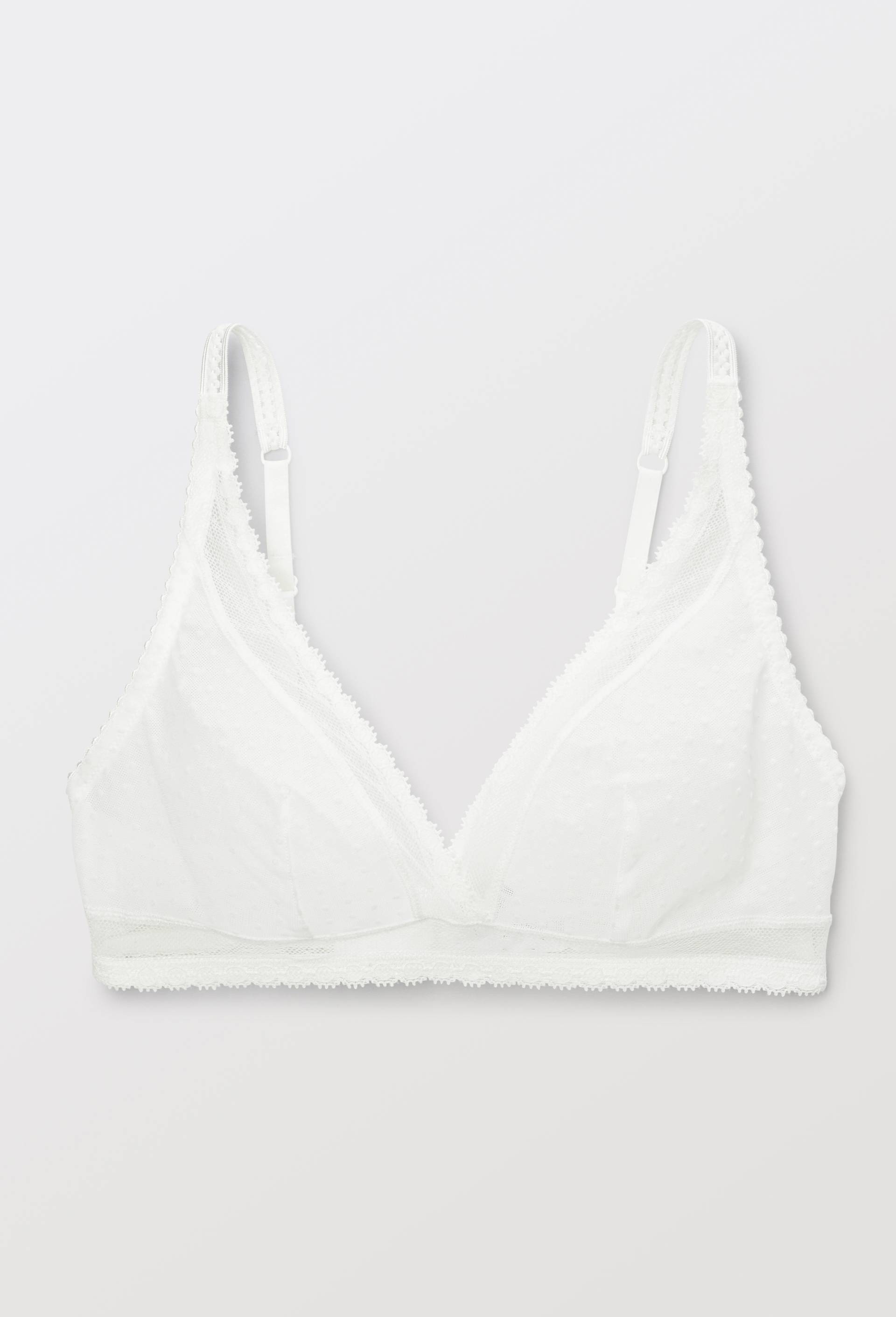 Soutien-gorge triangle foulard ADELE en tulle floqu&eacute;, Ecru, large image number 3