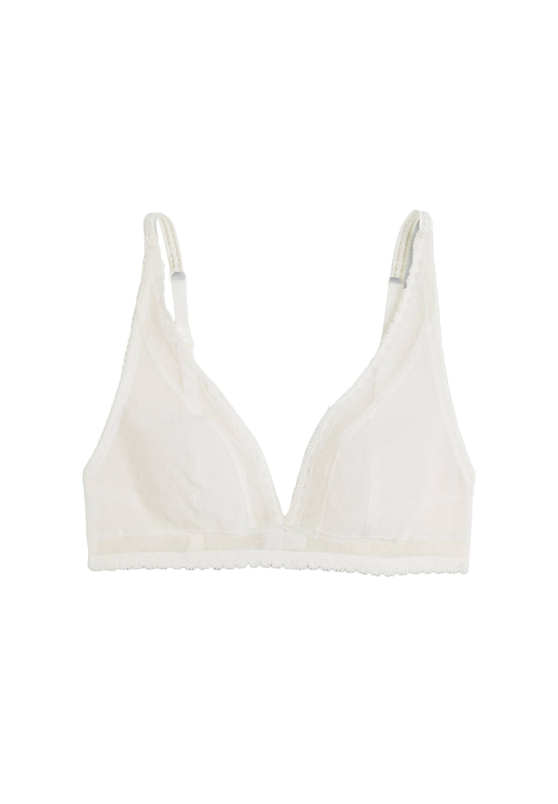 Soutien-gorge triangle foulard ADELE en tulle floqu&eacute;, Ecru, large image number 4